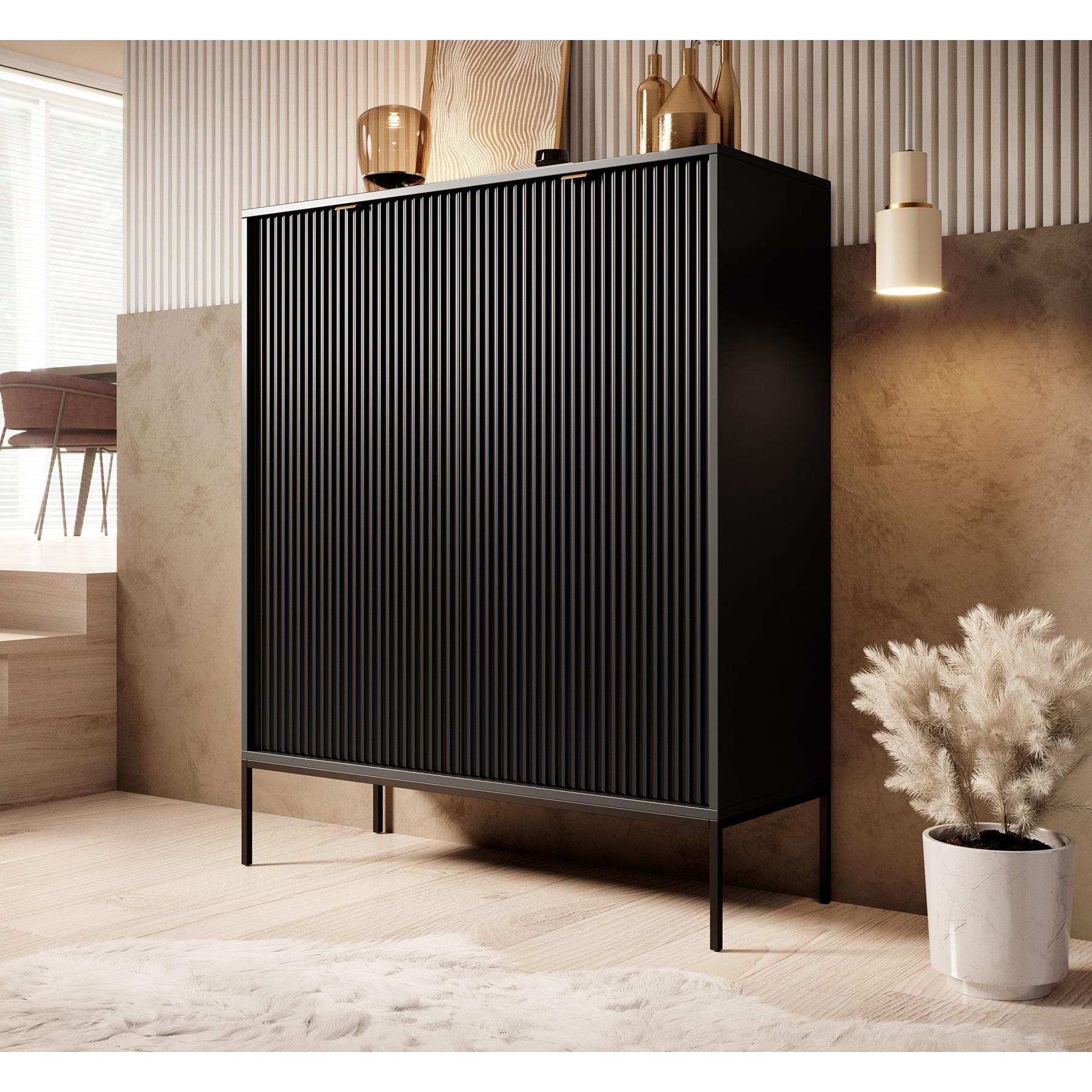 Meubella Dressoir Navil - Zwart - 104 cm - Hoog