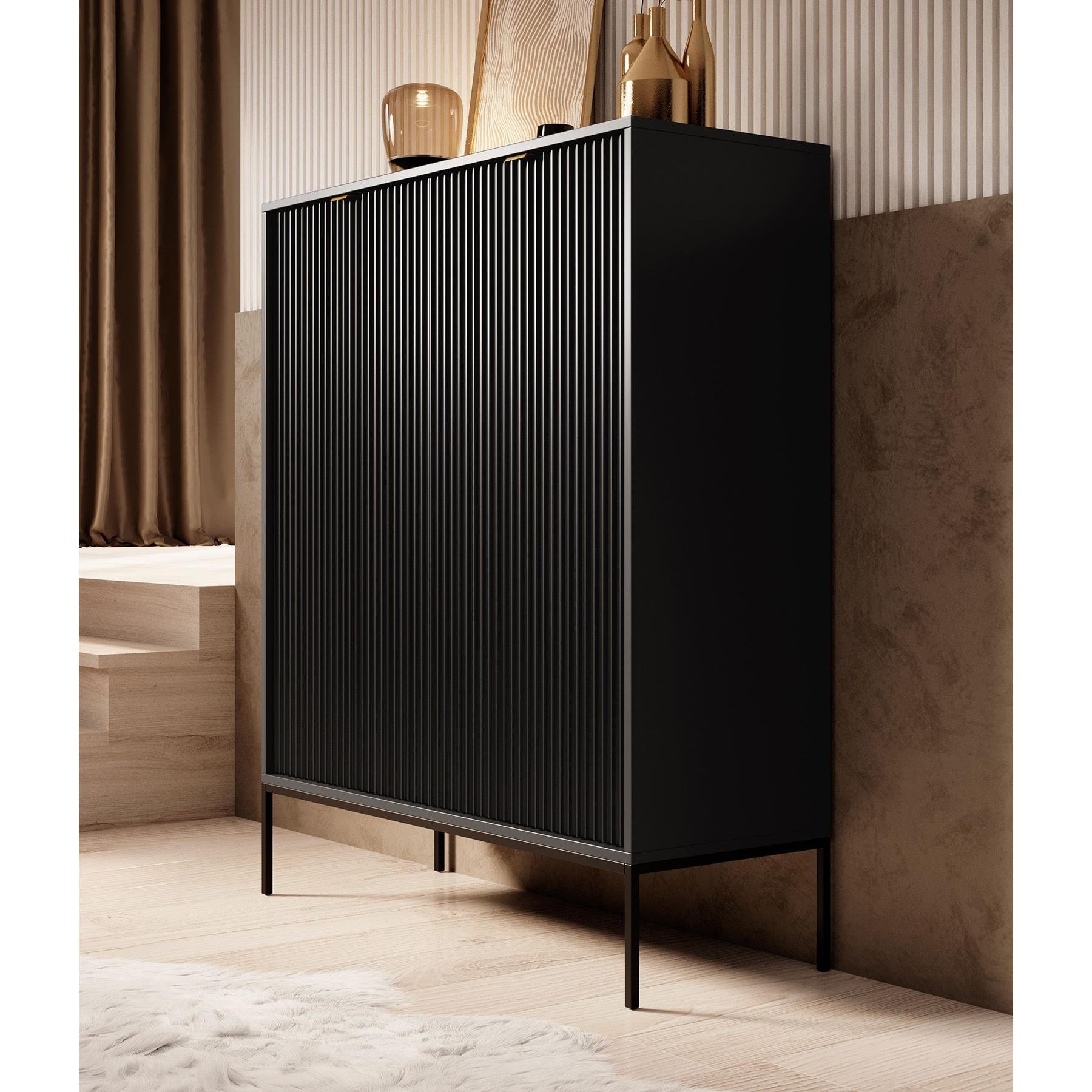 Meubella Dressoir Navil - Zwart - 104 cm - Hoog