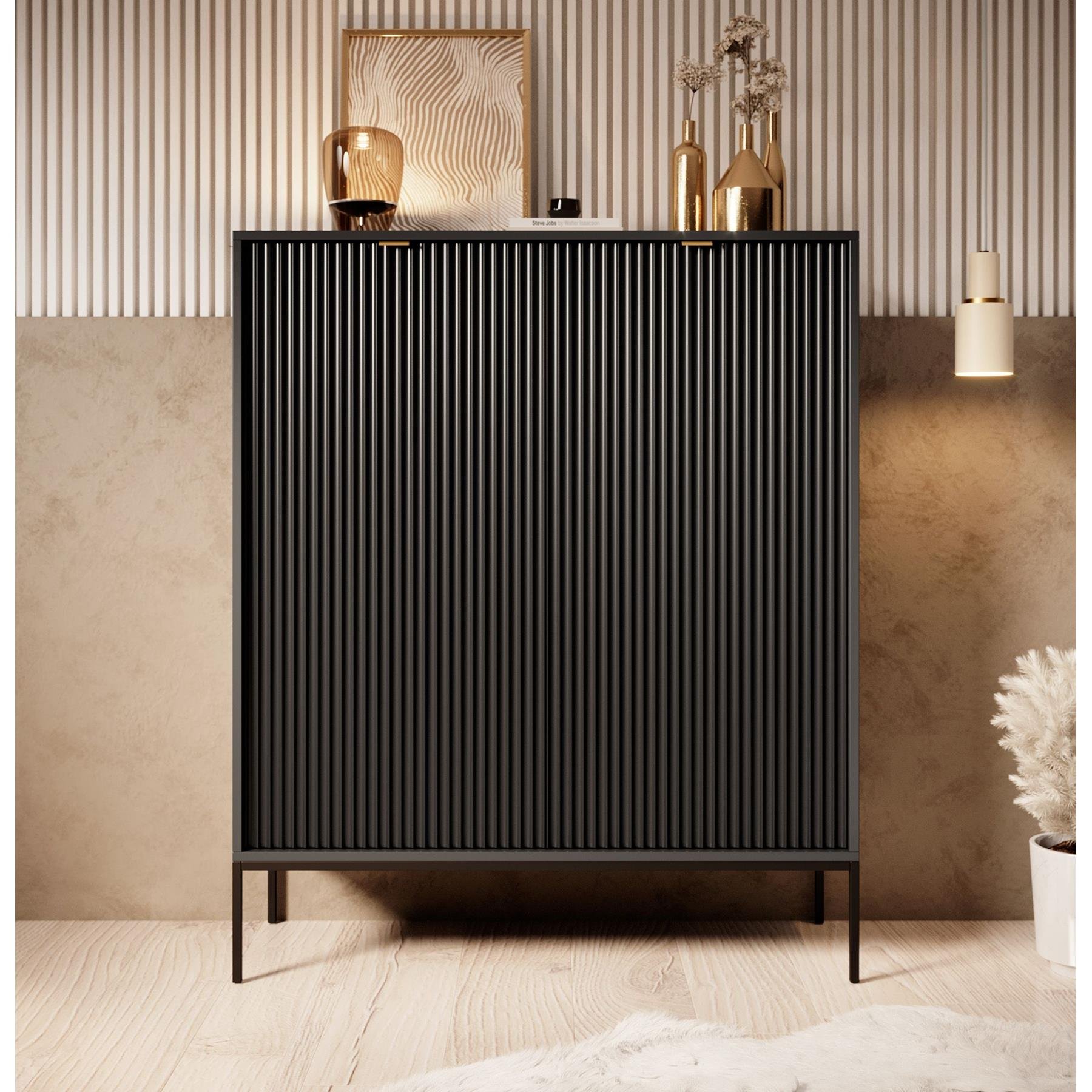 Meubella Dressoir Navil - Zwart - 104 cm - Hoog