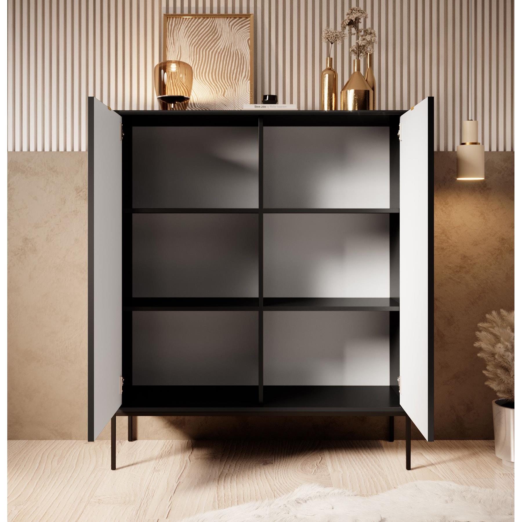 Meubella Dressoir Navil - Zwart - 104 cm - Hoog
