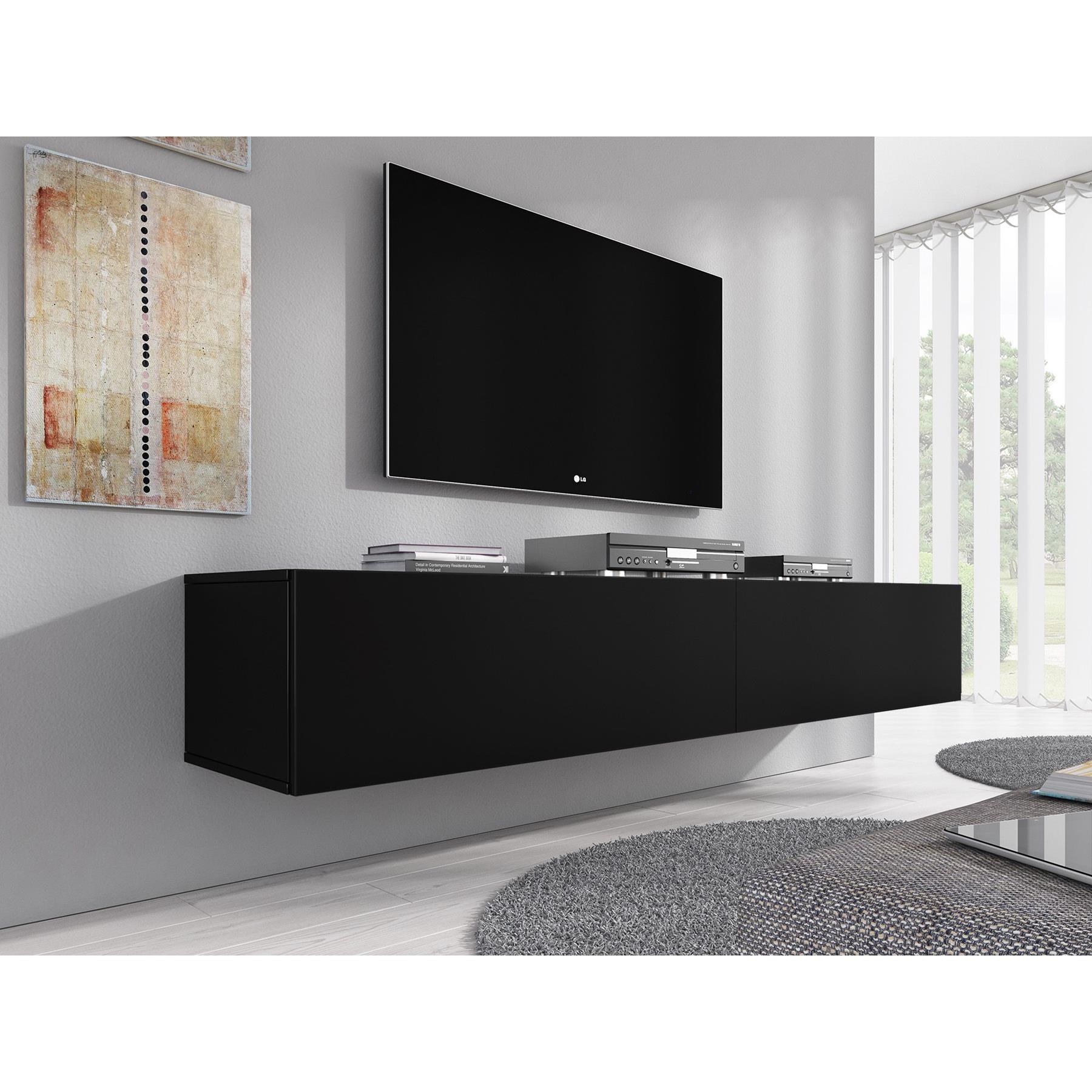 Meubella TV-Meubel Flame XL - Mat Zwart - 180 cm
