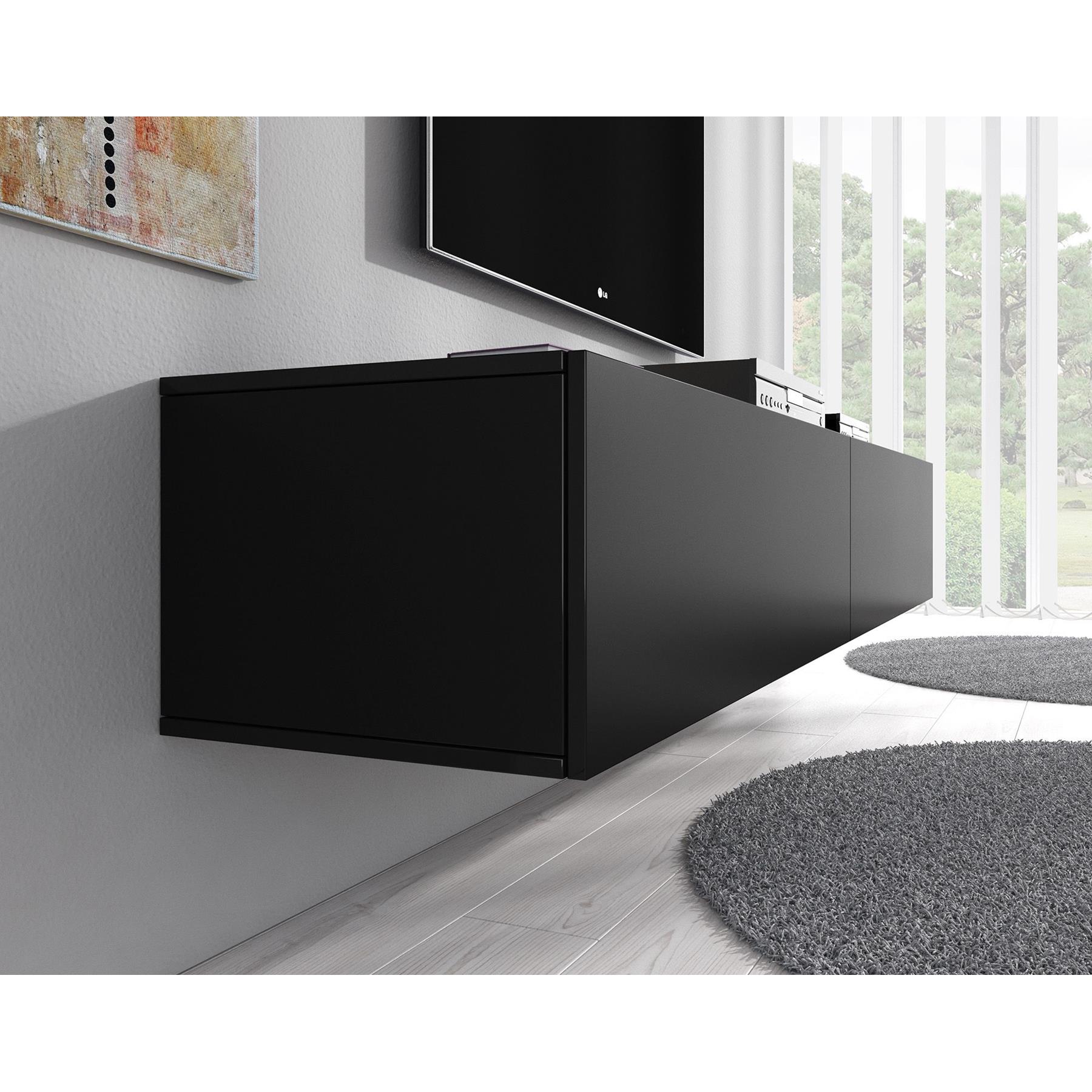 Meubella TV-Meubel Flame XL - Mat Zwart - 180 cm