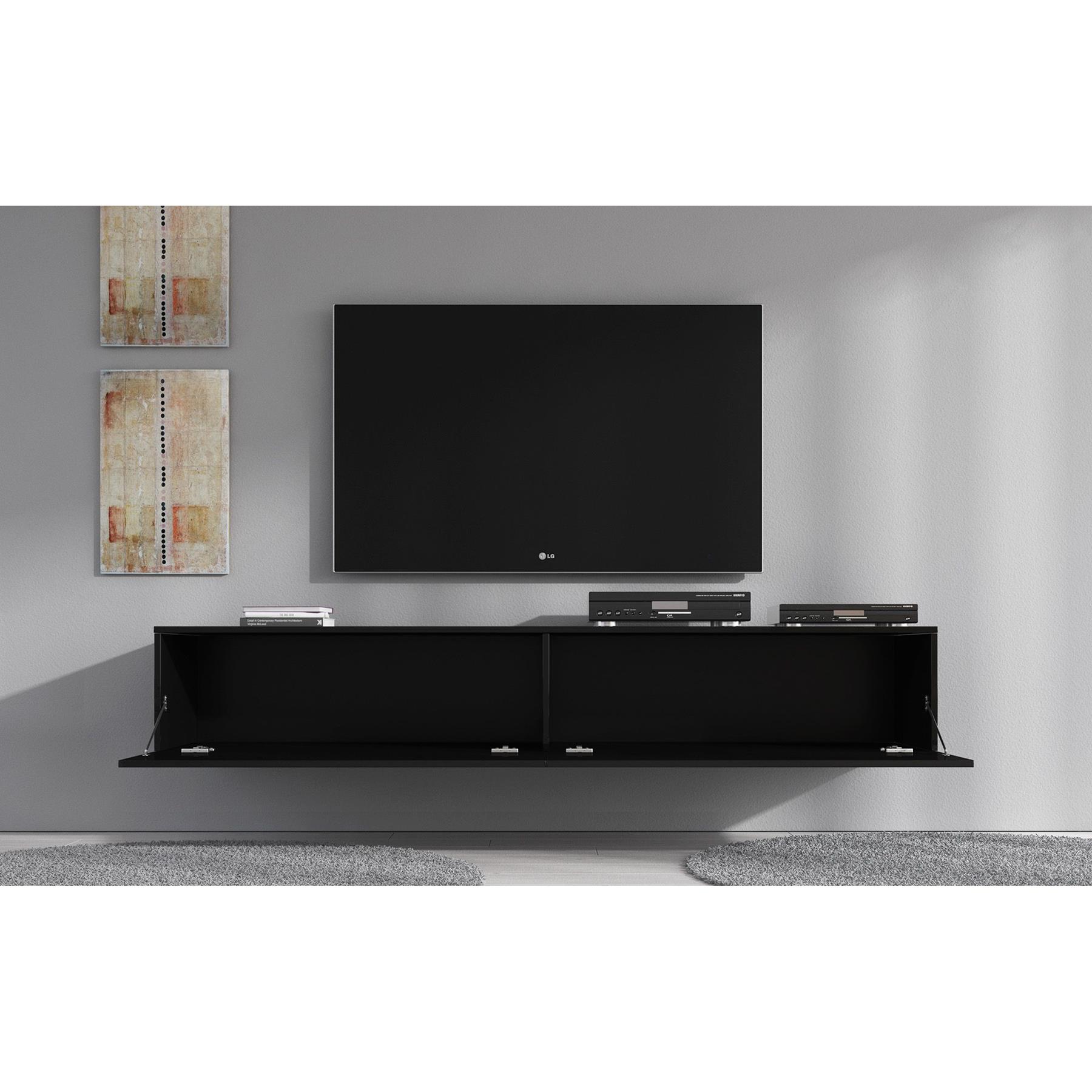 Meubella TV-Meubel Flame XL - Mat Zwart - 180 cm