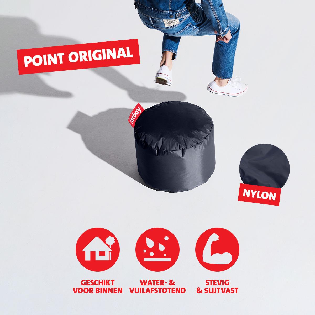 Fatboy Poef Rond Nylon - 35h x ø 50 cm - Afwasbaar - Blauw