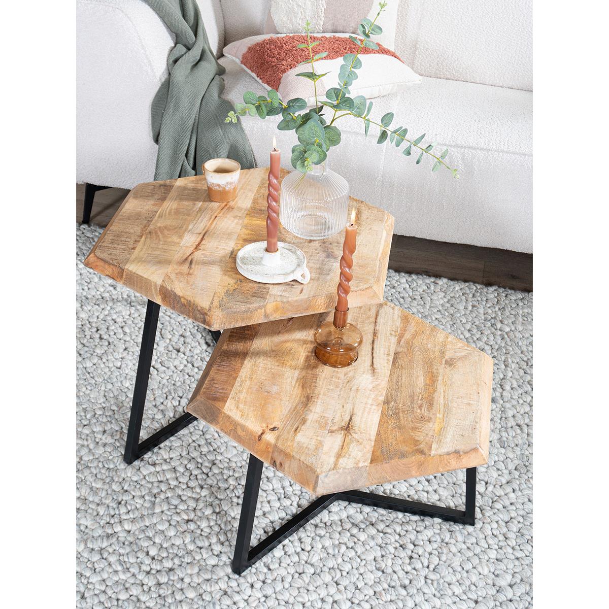 Home67 - Salontafel Kiara - Set van 2 - Achthoekige tafeltjes -
