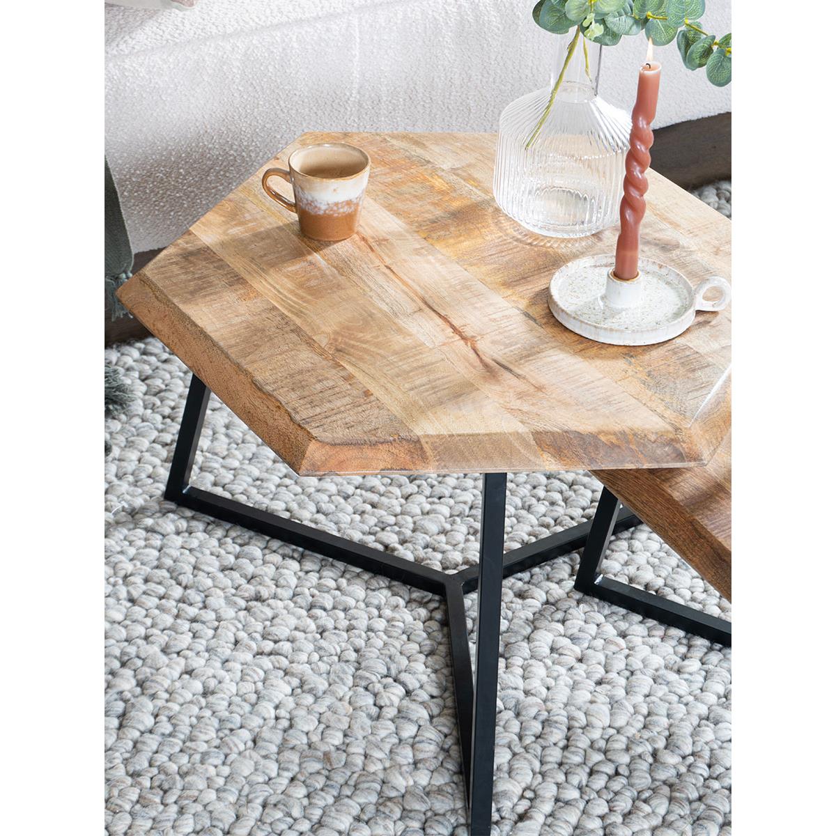 Home67 - Salontafel Kiara - Set van 2 - Achthoekige tafeltjes -
