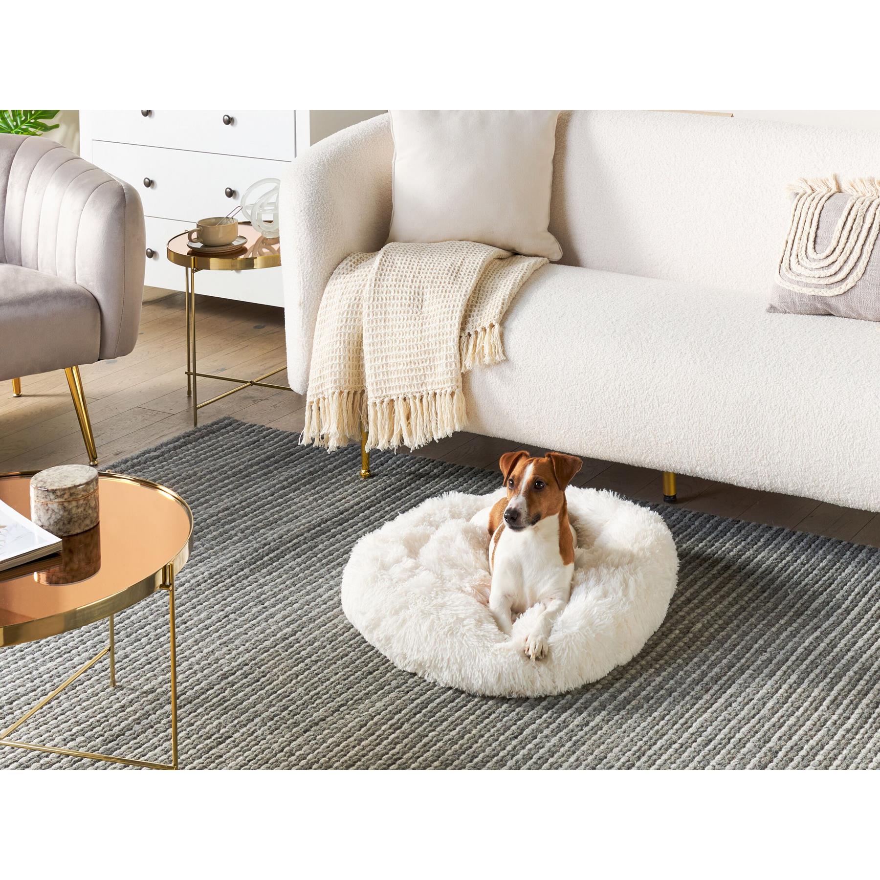 Beliani - KULU - Dierenbed - Gebroken wit - Nepbont