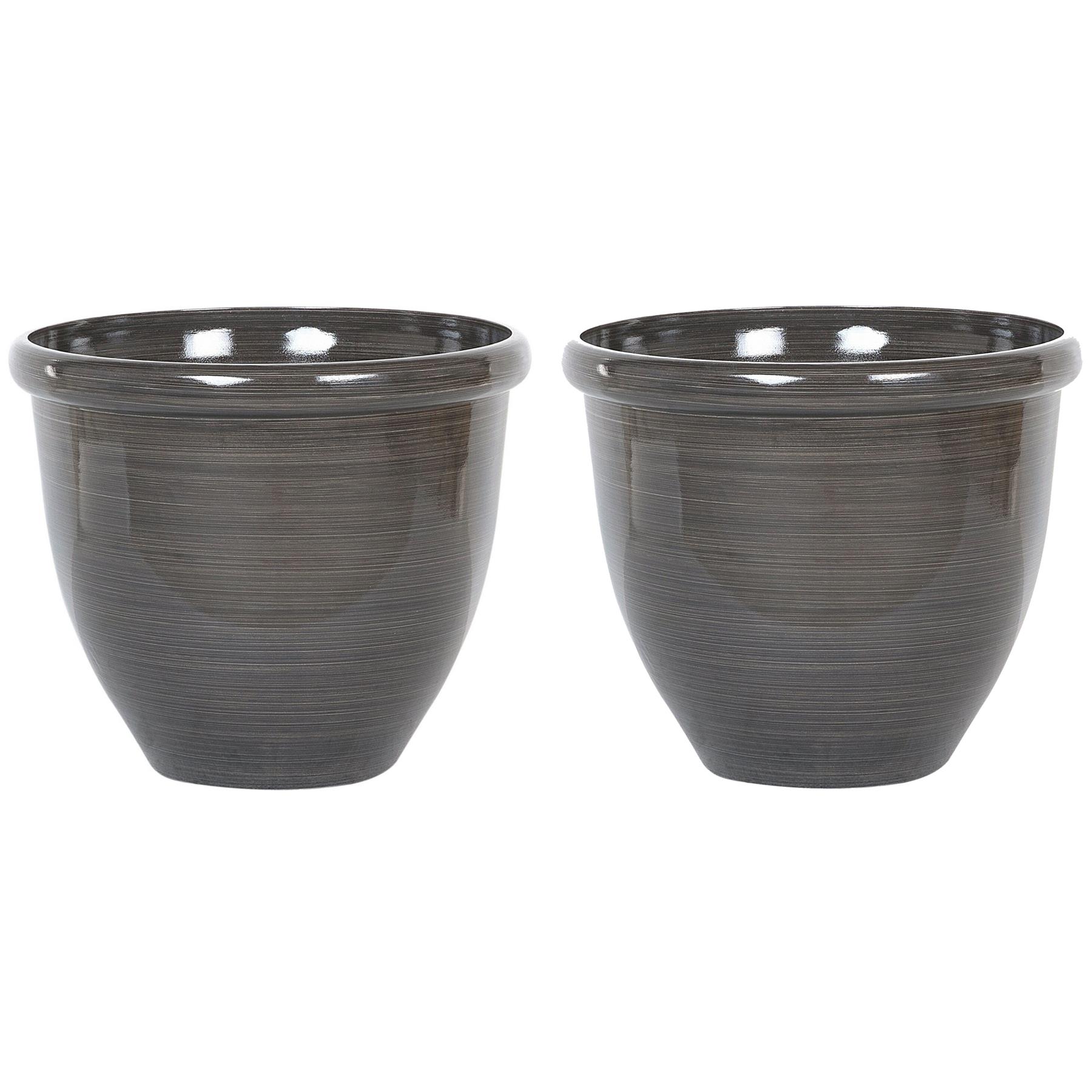Beliani - TESALIA - Bloempot set van 2 - Bruin - 44 cm - Polyresin