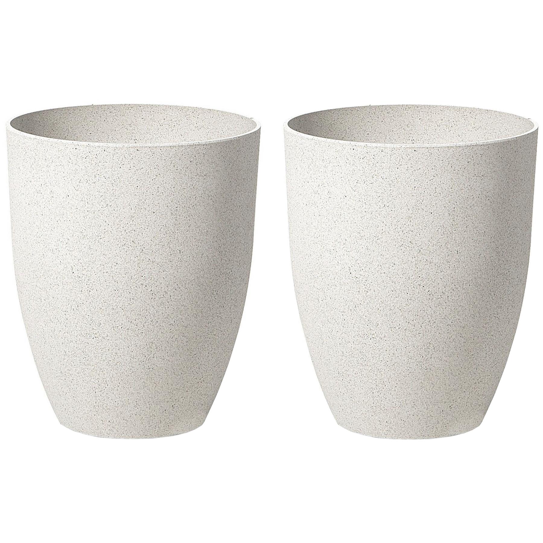 Beliani - CROTON - Bloempot set van 2 - Wit - 35 cm - Stenenmix