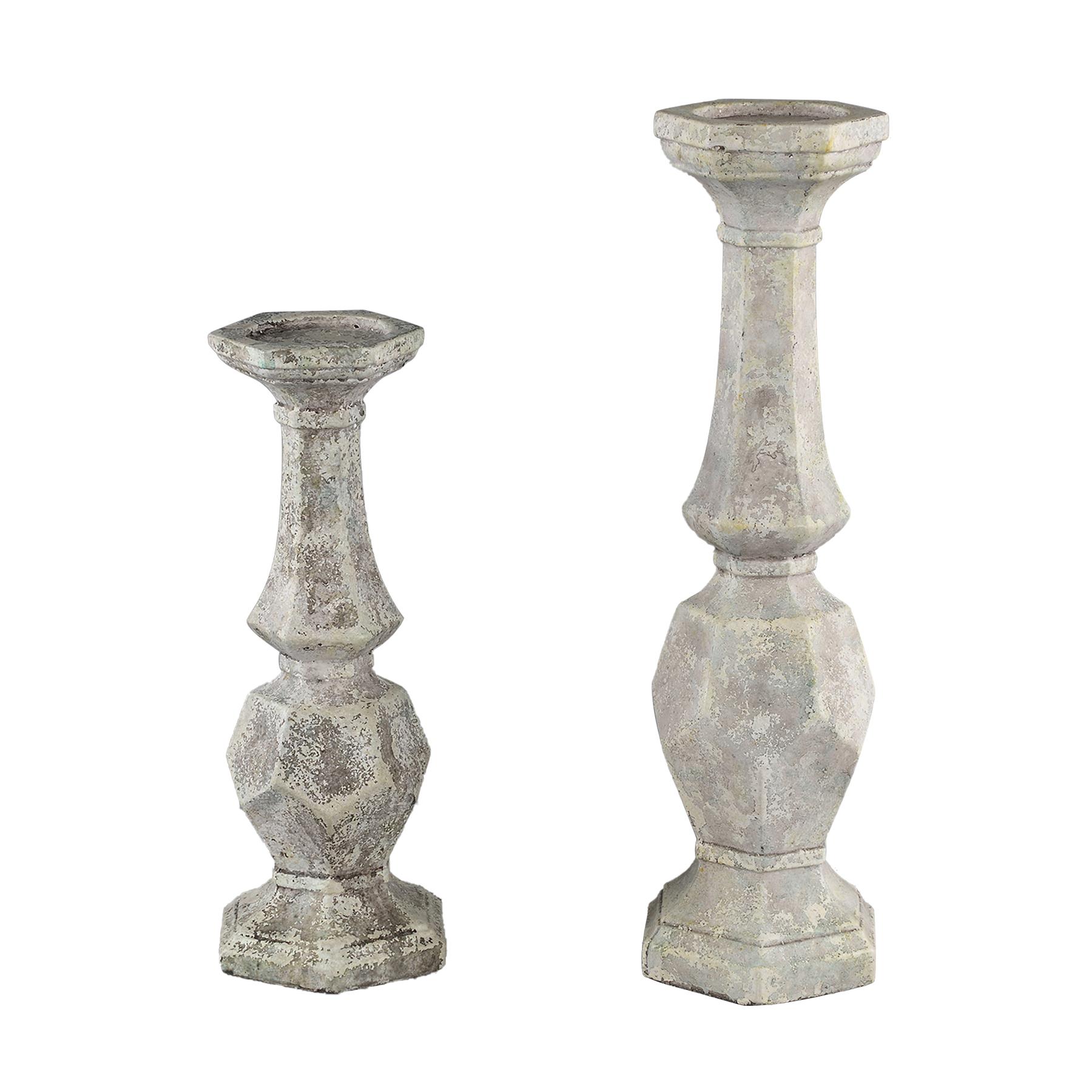 PTMD Jenny Grey cement candle holder round high