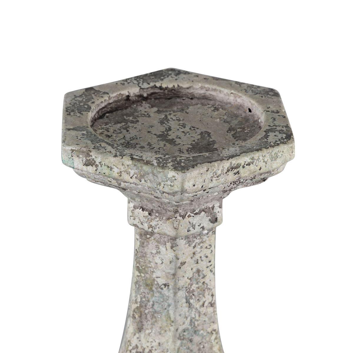 PTMD Jenny Grey cement candle holder round high