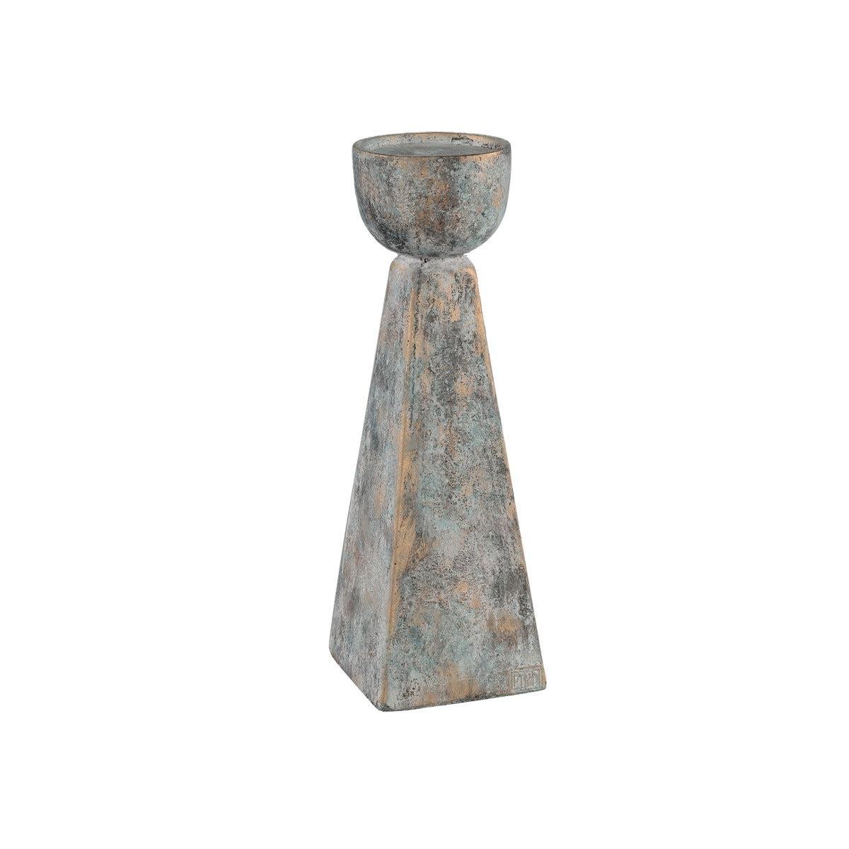 PTMD Zavis Grey cement candle holder round low