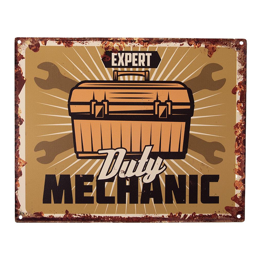 Clayre & Eef Tekstbord  25x20 cm Bruin Ijzer Gereedschapskist Expert