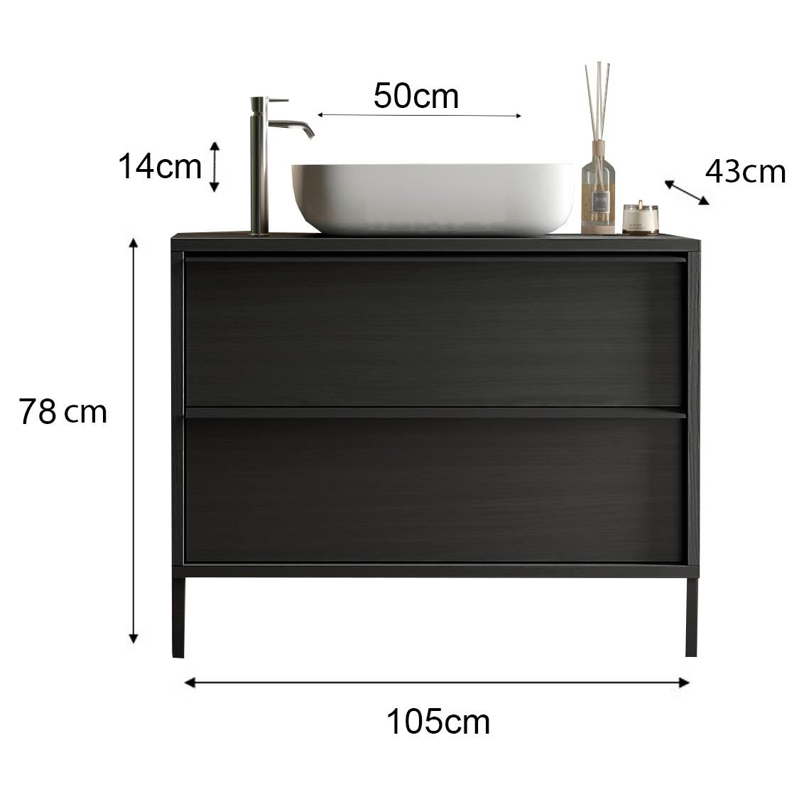 Benvenuto Design Steel 105 cm Staand Wastafel en Onderkast