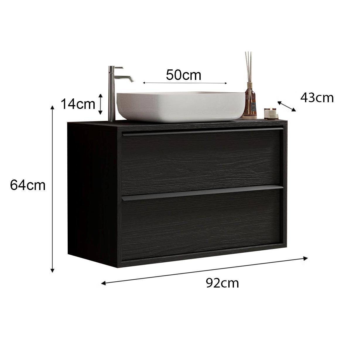 Benvenuto Design Steel 92 cm Zwevend Wastafel en Onderkast