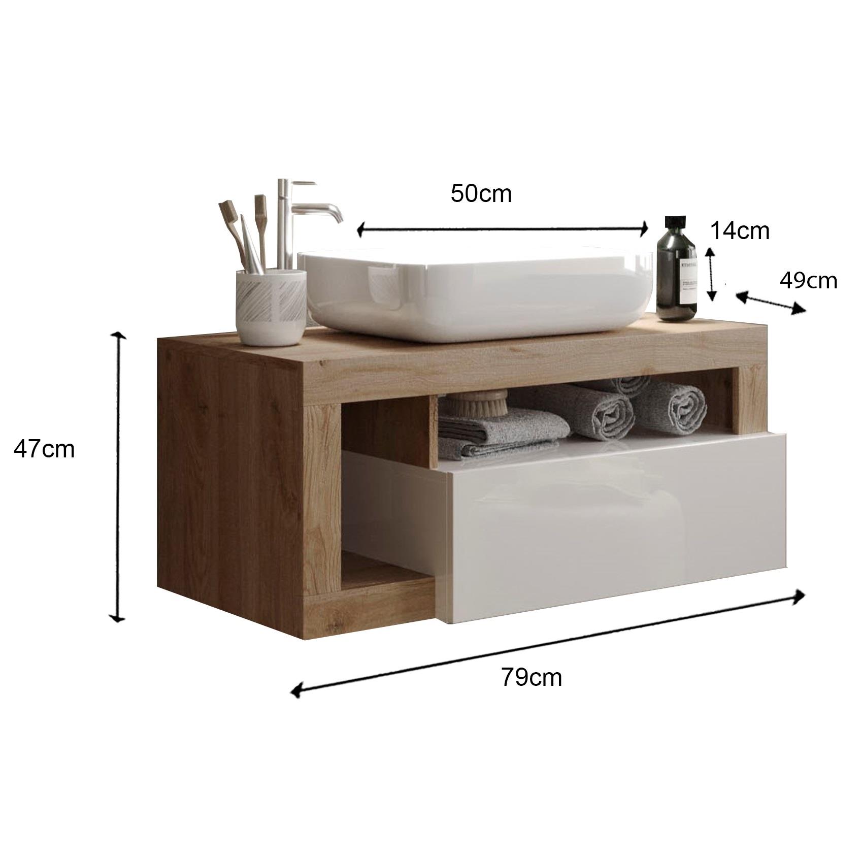 Benvenuto Design Hamburg 79 cm Zwevend Wastafel en Onderkast