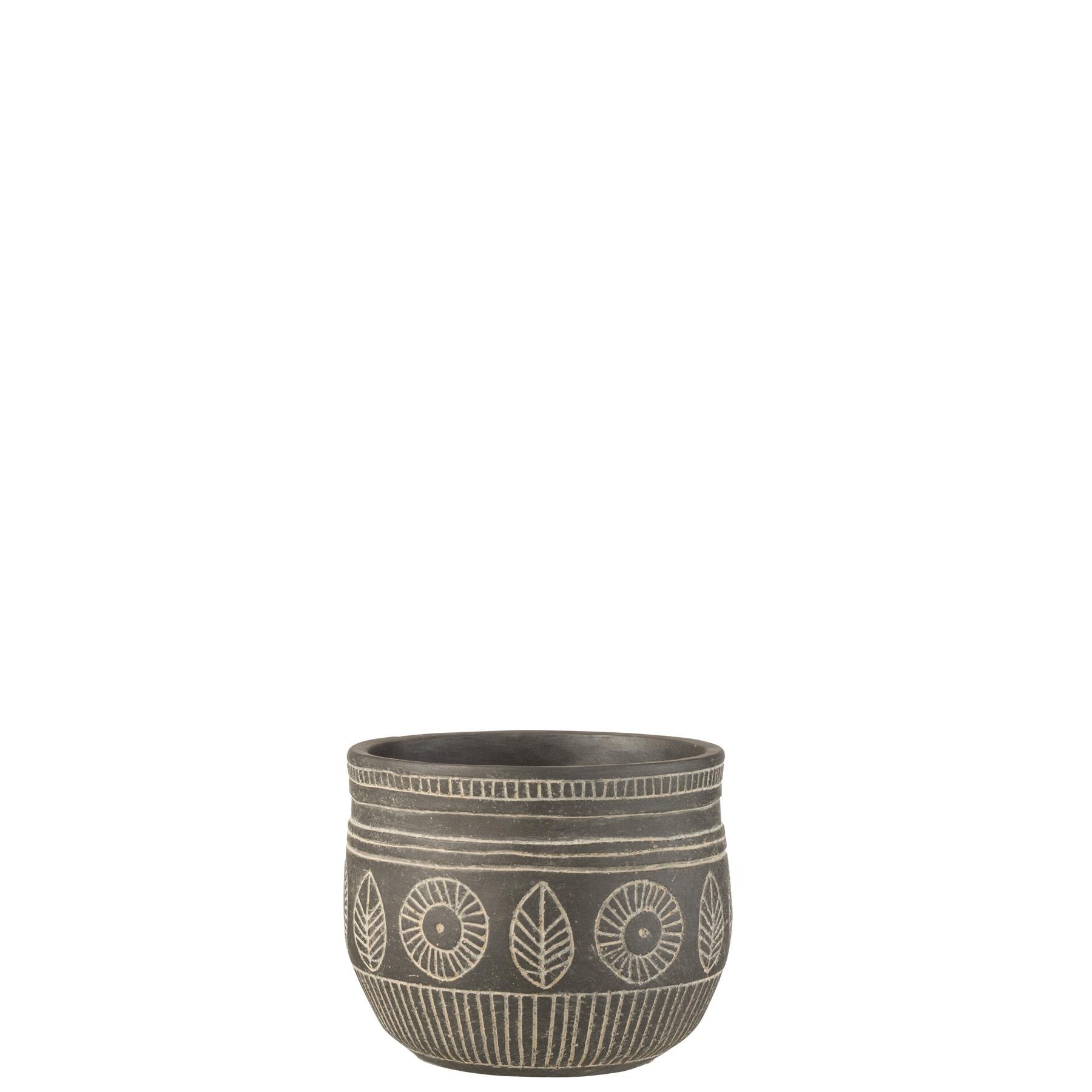 J-Line bloempot Fresco - cement - grijs - medium - Ø 18 cm