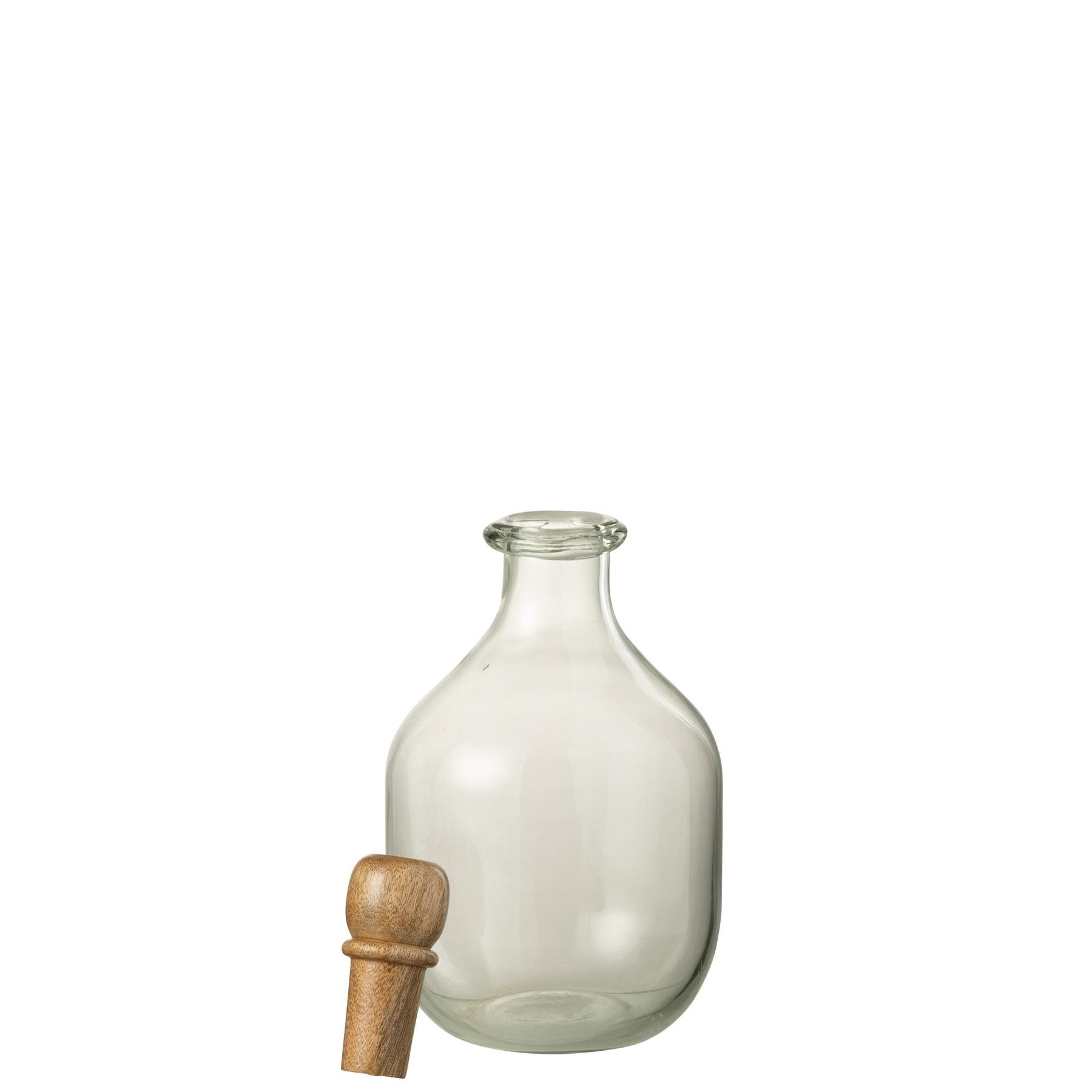 J-Line decoratie fles Ovaal Kurk - glas|hout - transparant