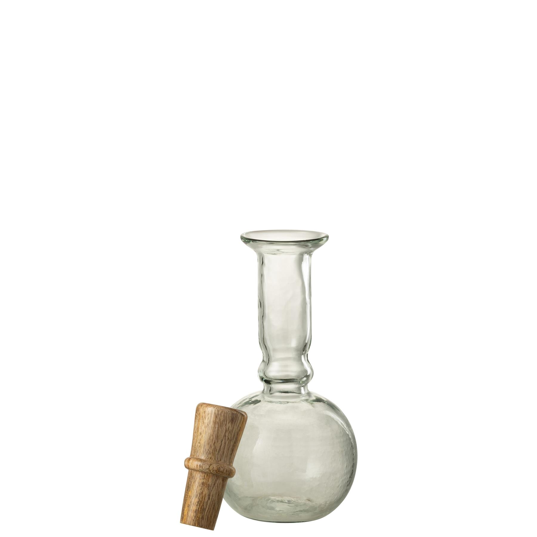 J-Line decoratie fles + kurk Rond Lang - glas - transparant