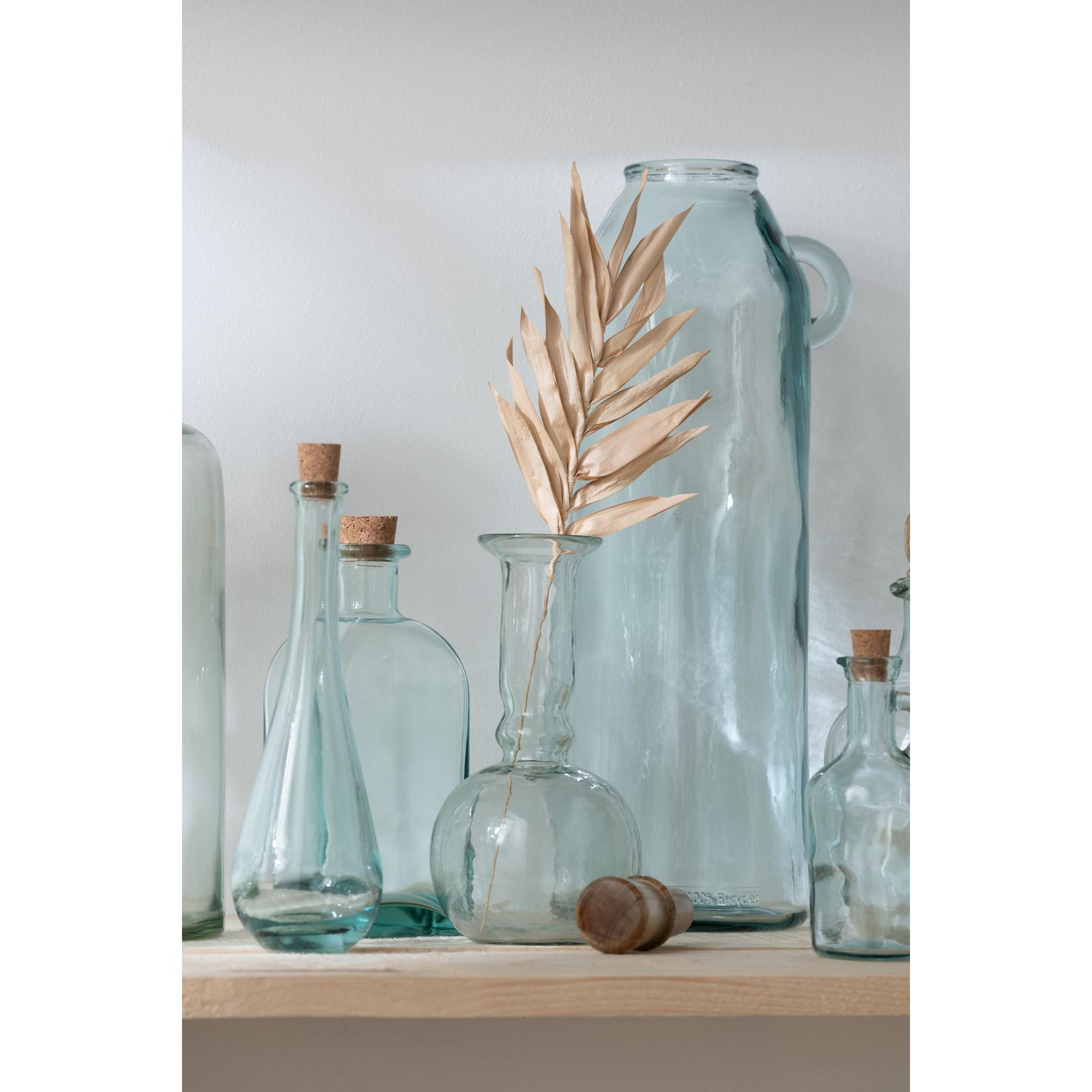 J-Line decoratie fles + kurk Rond Lang - glas - transparant