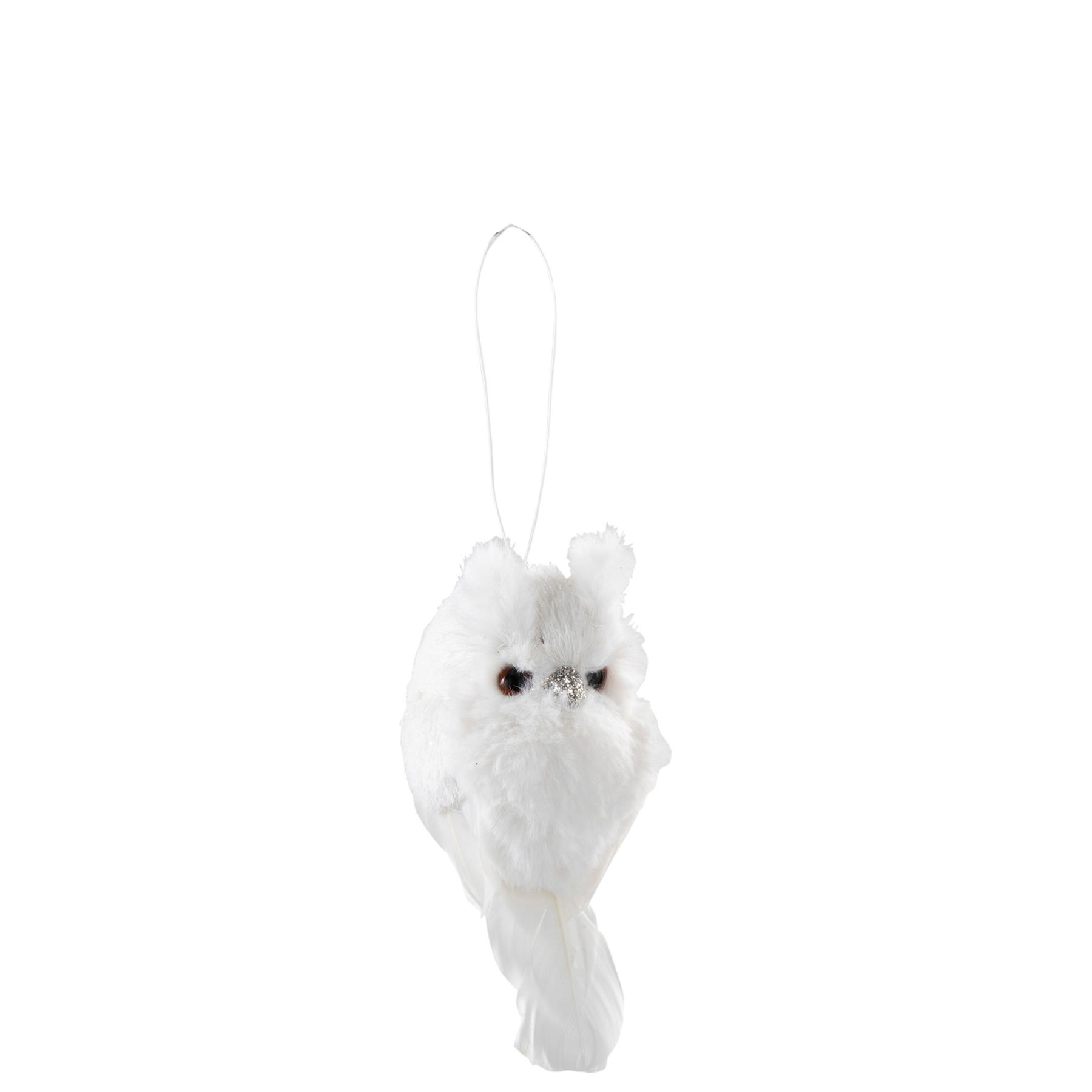 J-Line hanger Uil - pluche|veren - wit - 3 stuks