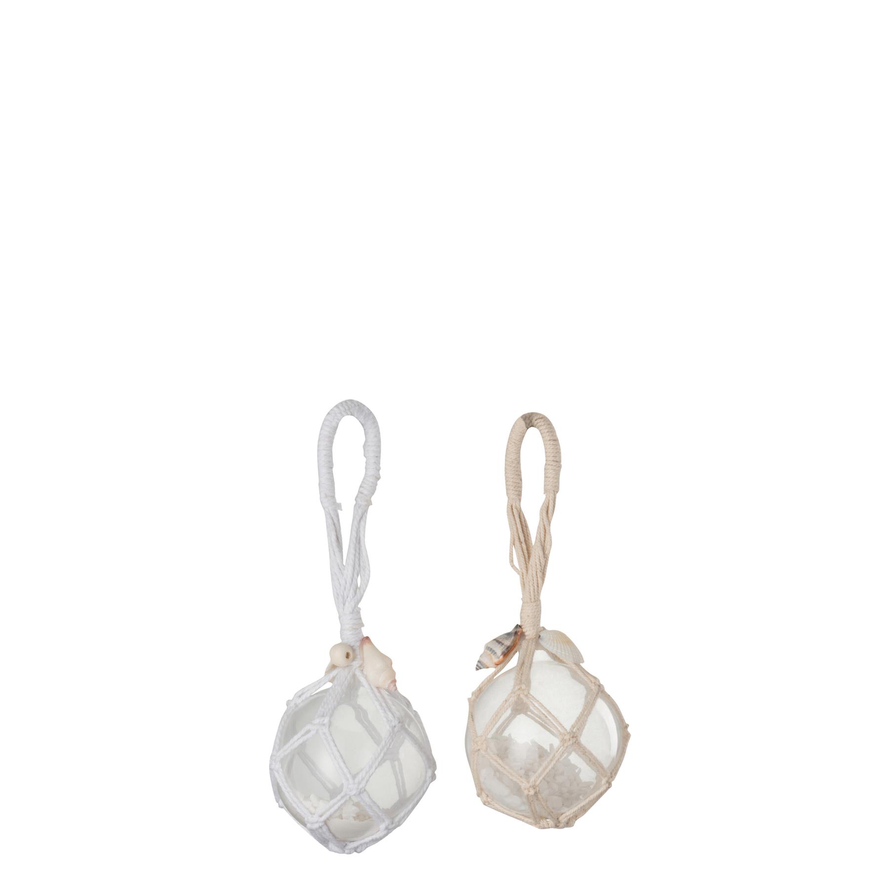 JLine Kerstballen kesthanger glas wit beige 2x kopen? Shop