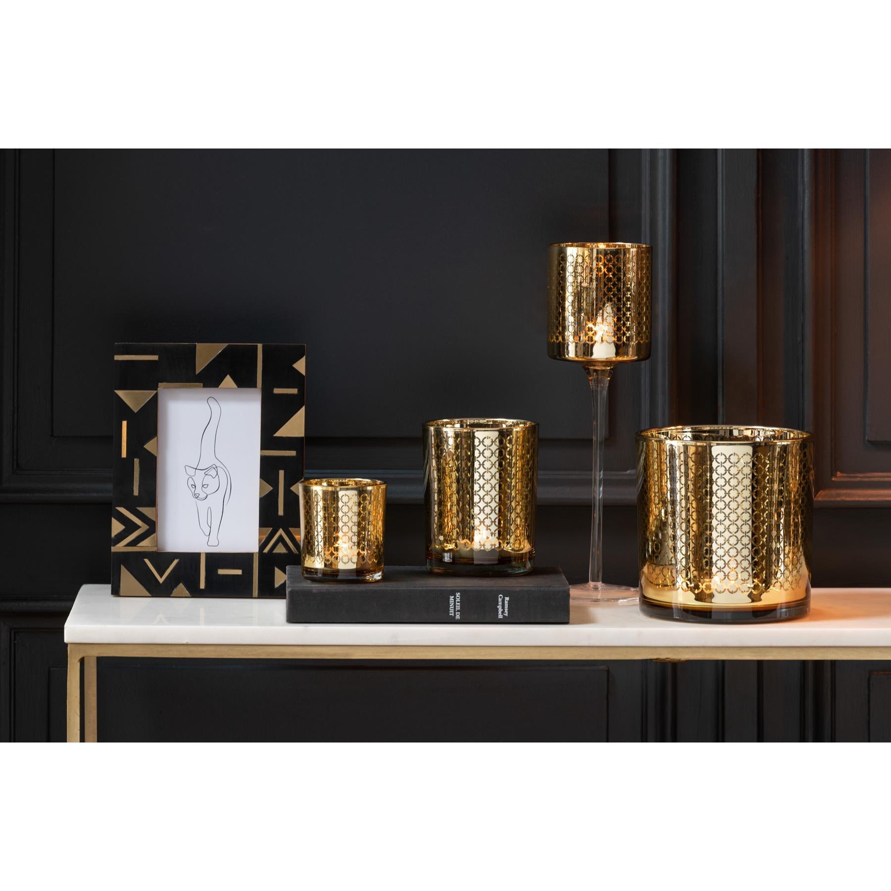 J-Line fotolijst Geometrisch - hout|resine - zwart|goud - small