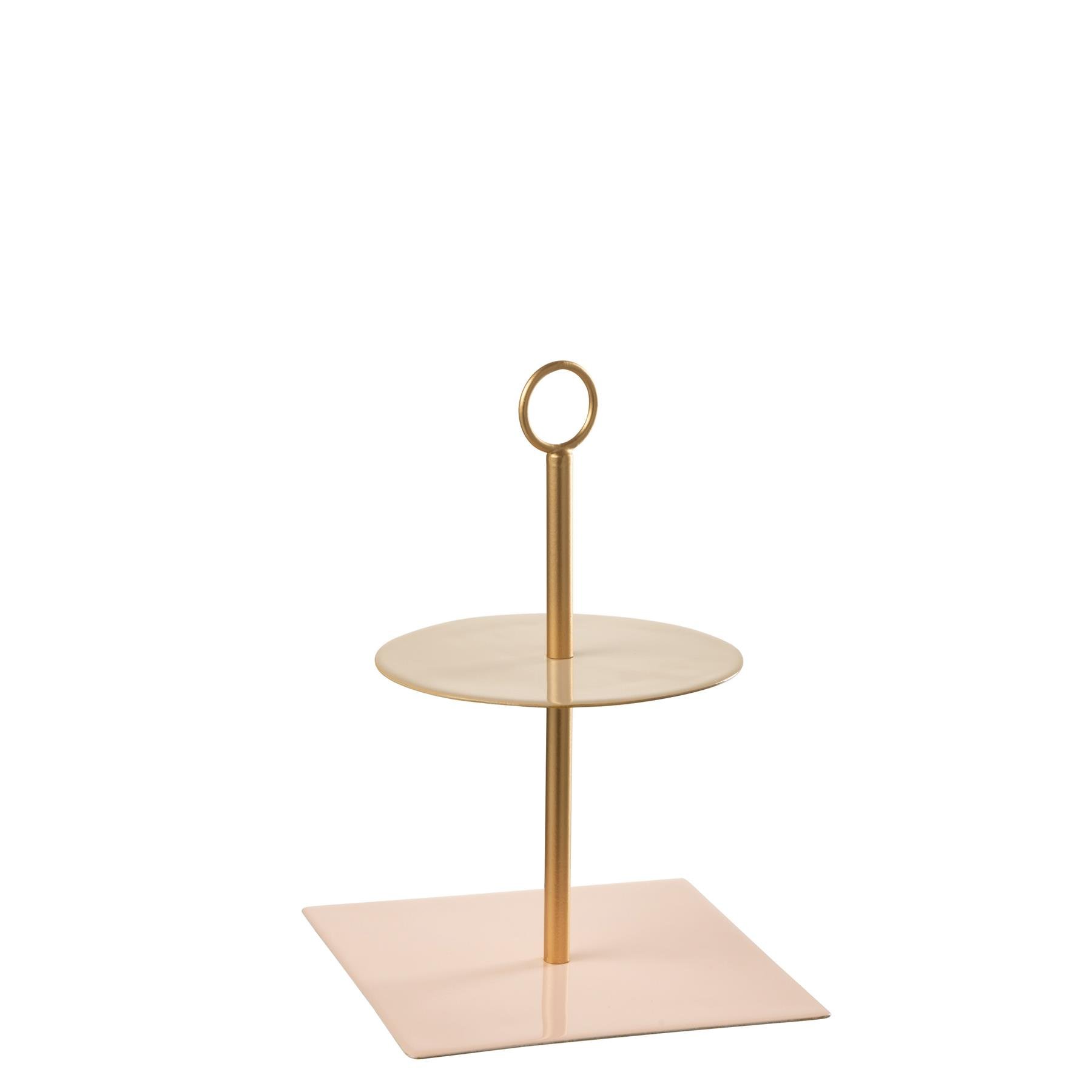J-Line bord 2 Lagen Rond + Vierkant - metaal - lichtroze|beige