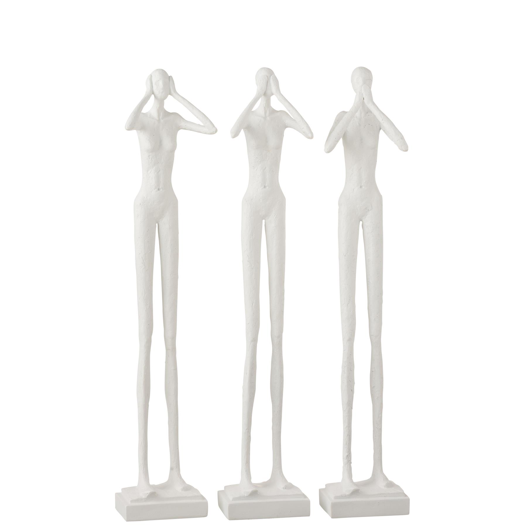 J-Line figuur Horen|Zien|Zwijgen - polyresin - wit - 3 stuks