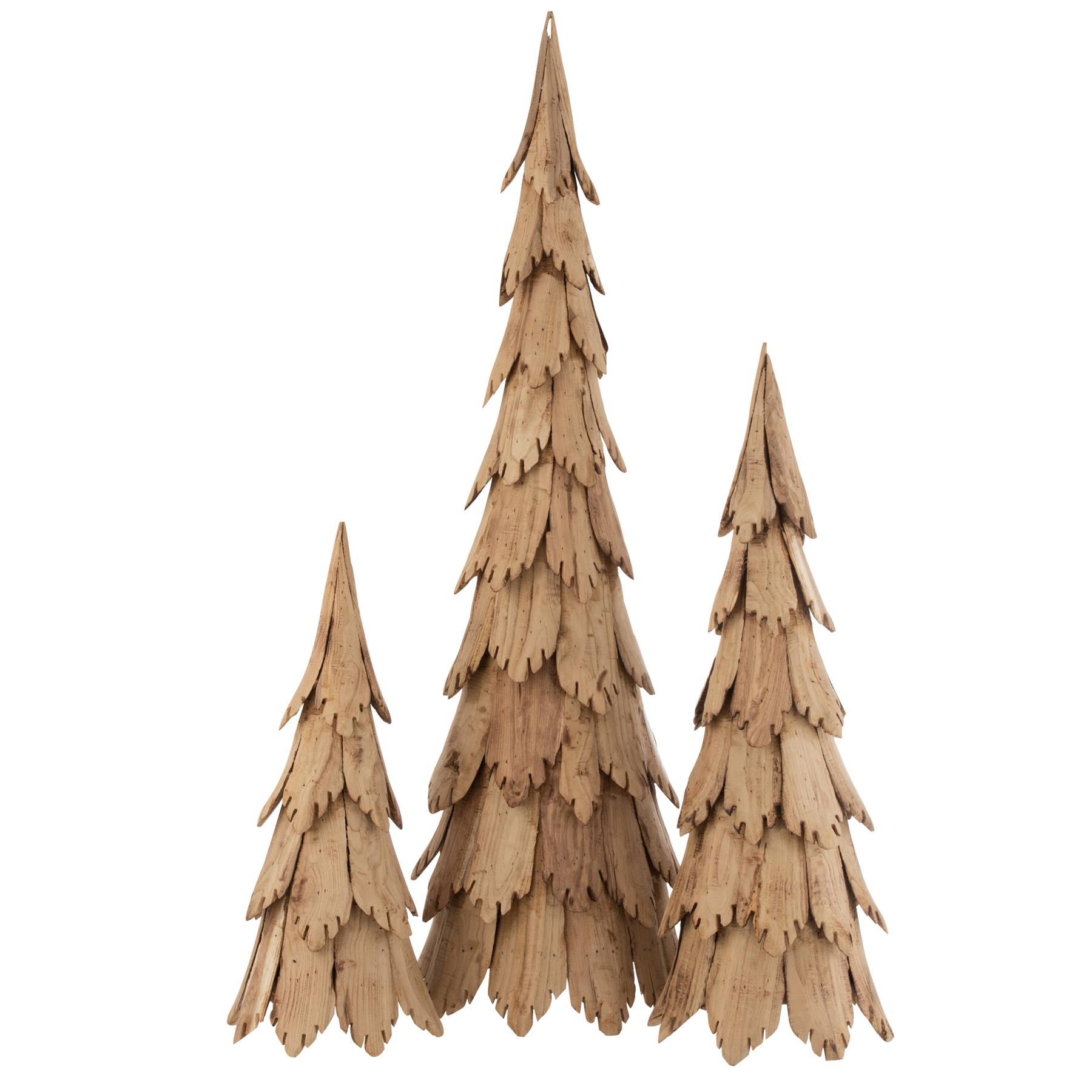 J-Line decoratie Kerstboom Stukken - hout - naturel - large