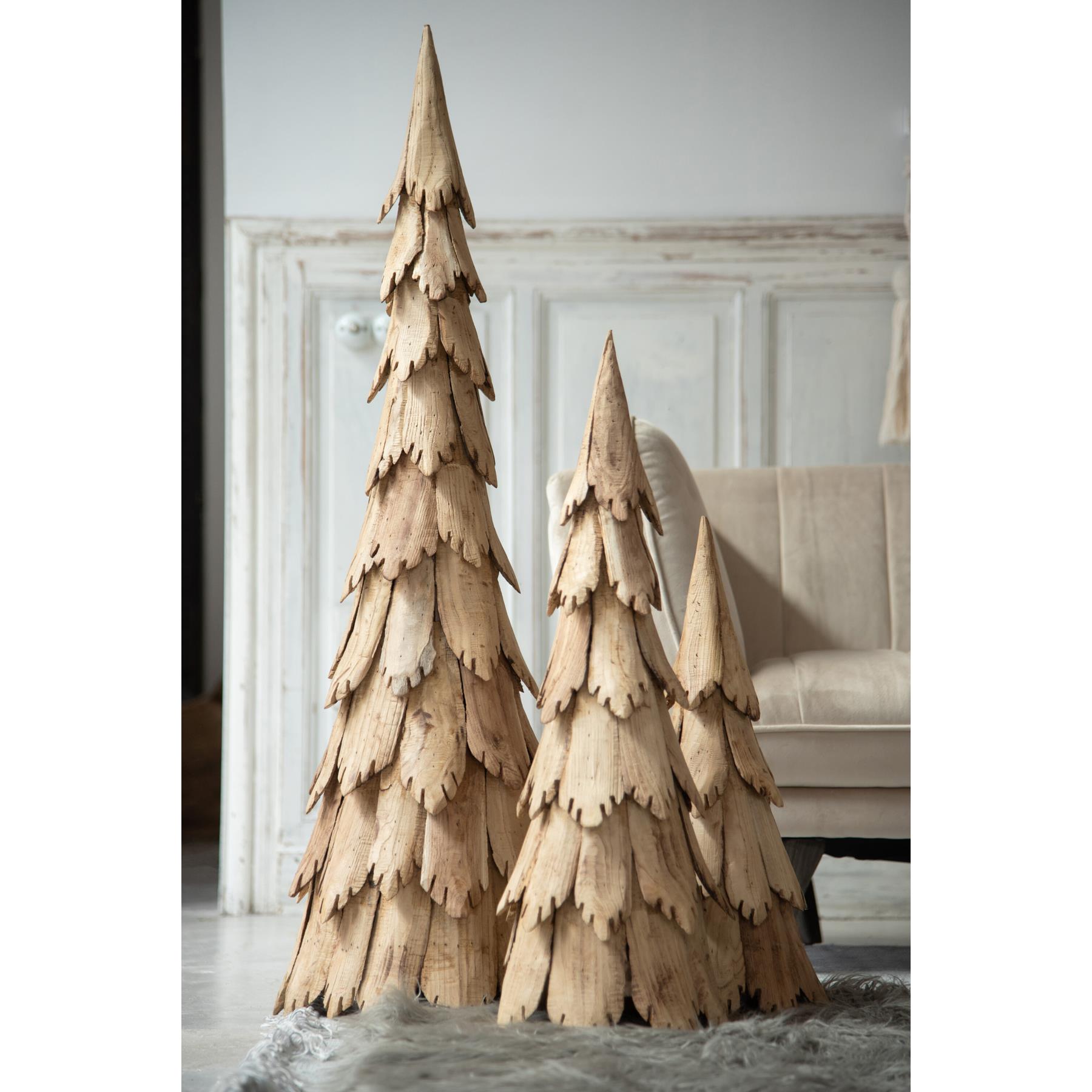 J-Line decoratie Kerstboom Stukken - hout - naturel - large