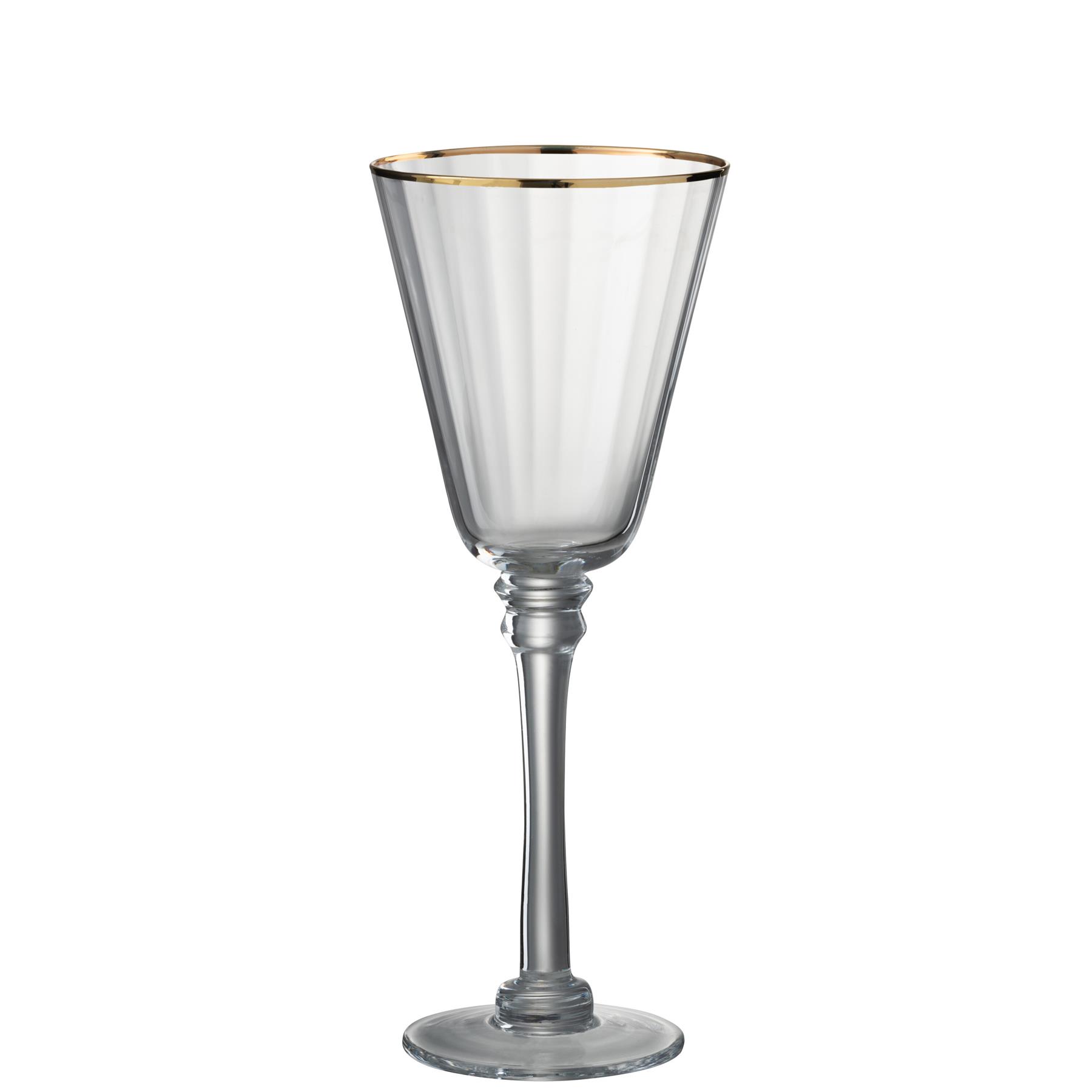 J-Line wijnglas Rand - rode wijn - glas - transparant|goud - 6 stuks