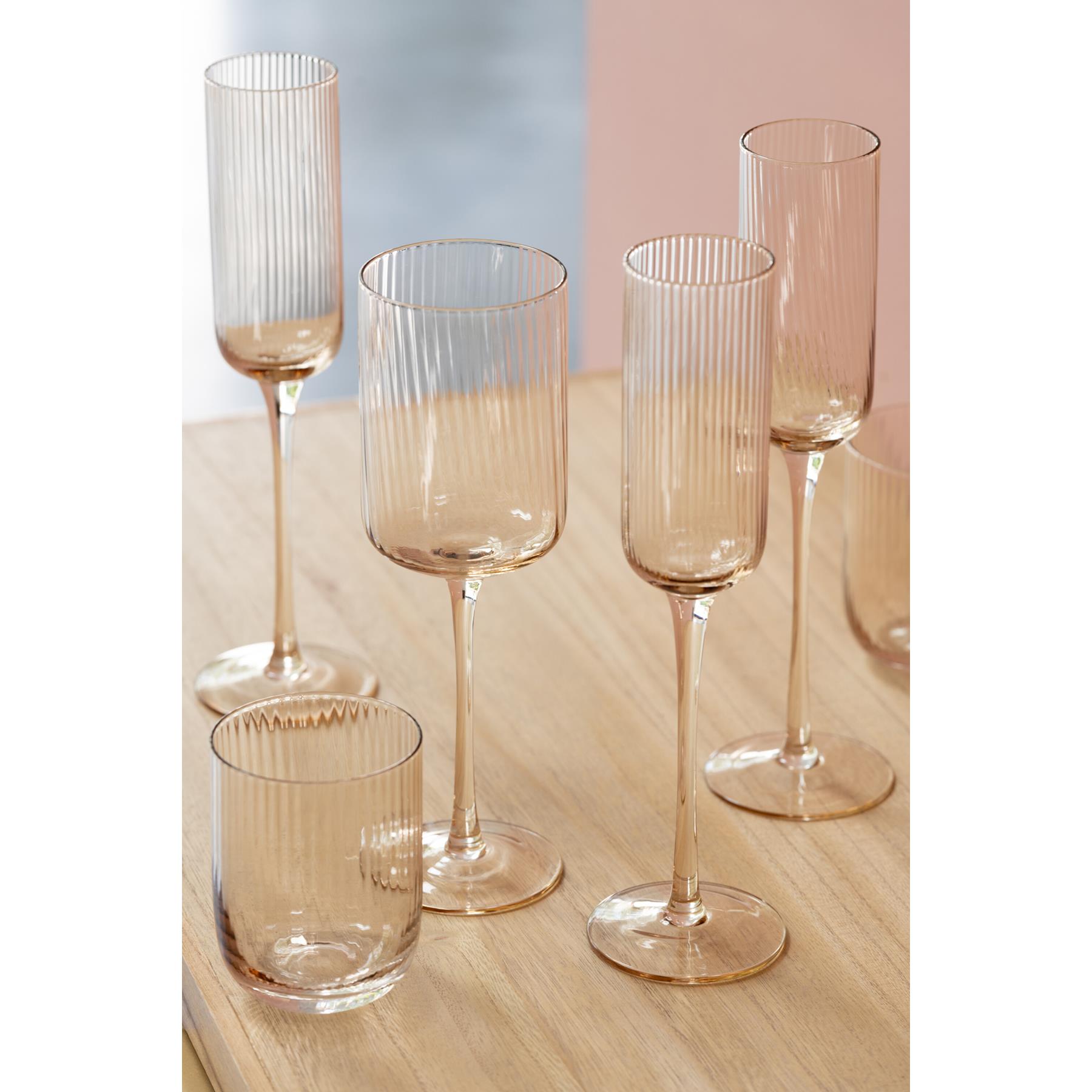 J-Line glas champagne Louise - glas - oranje - 6 stuks