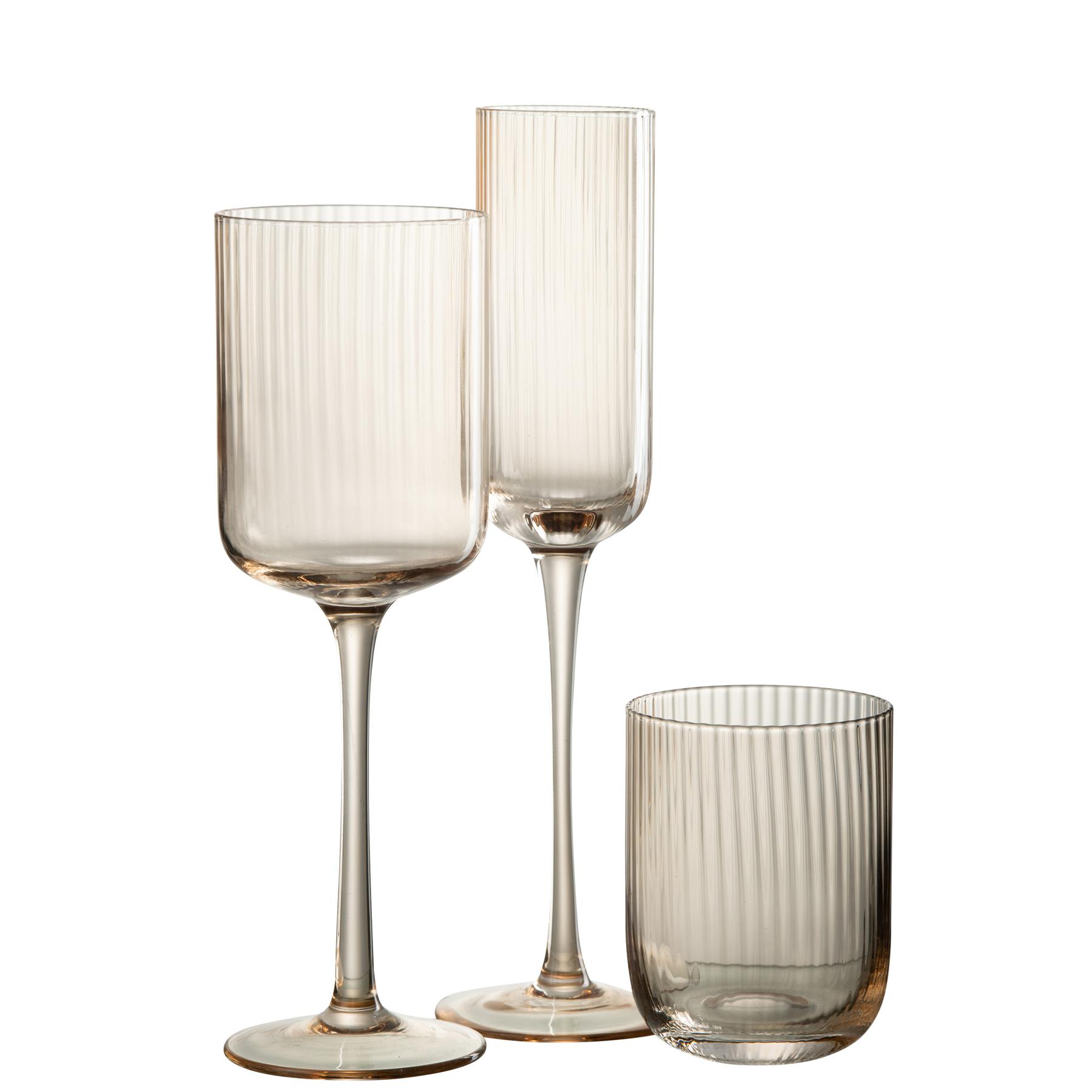 J-Line glas champagne Louise - glas - oranje - 6 stuks