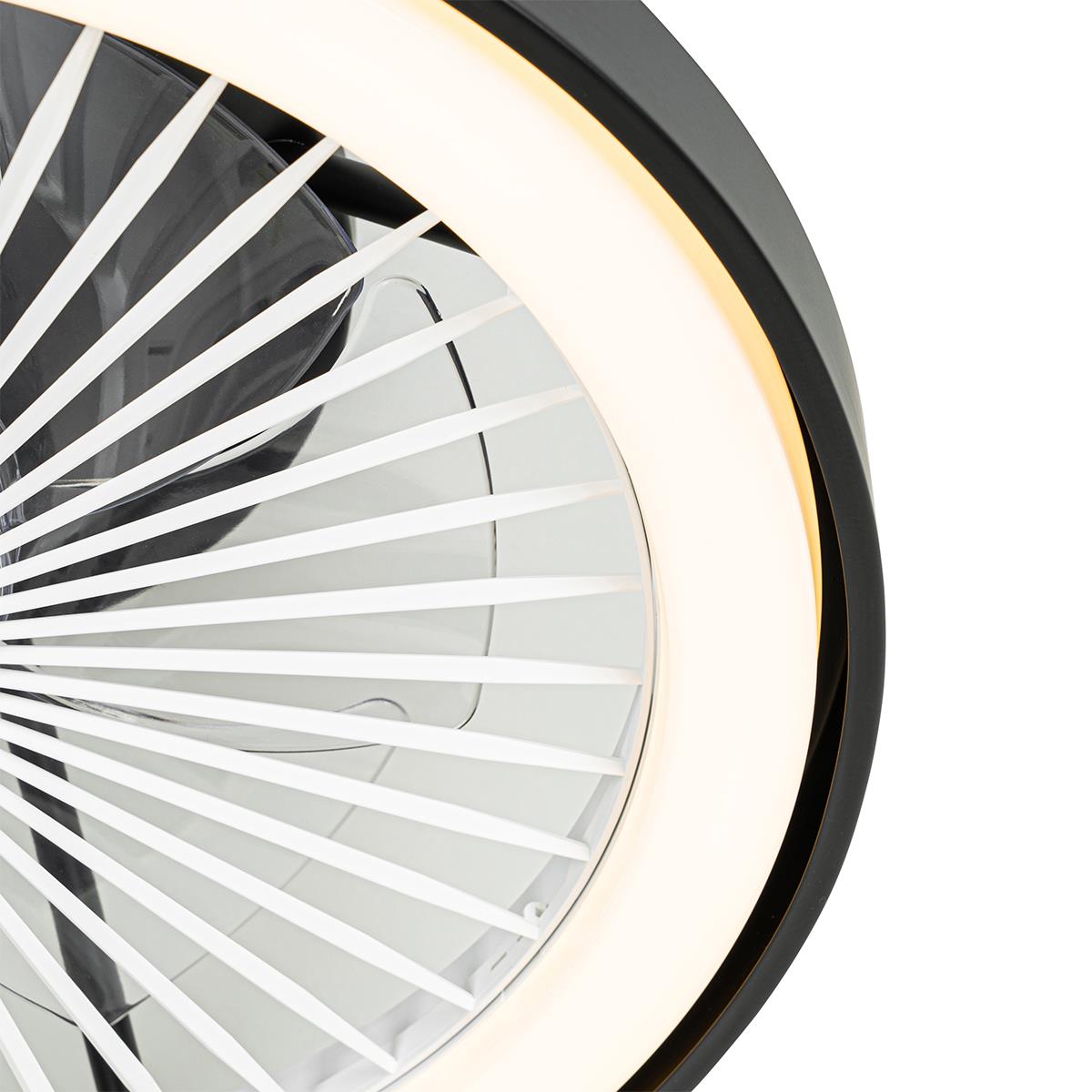 QAZQA Smart plafondventilator zwart incl. LED met afstandsbediening -
