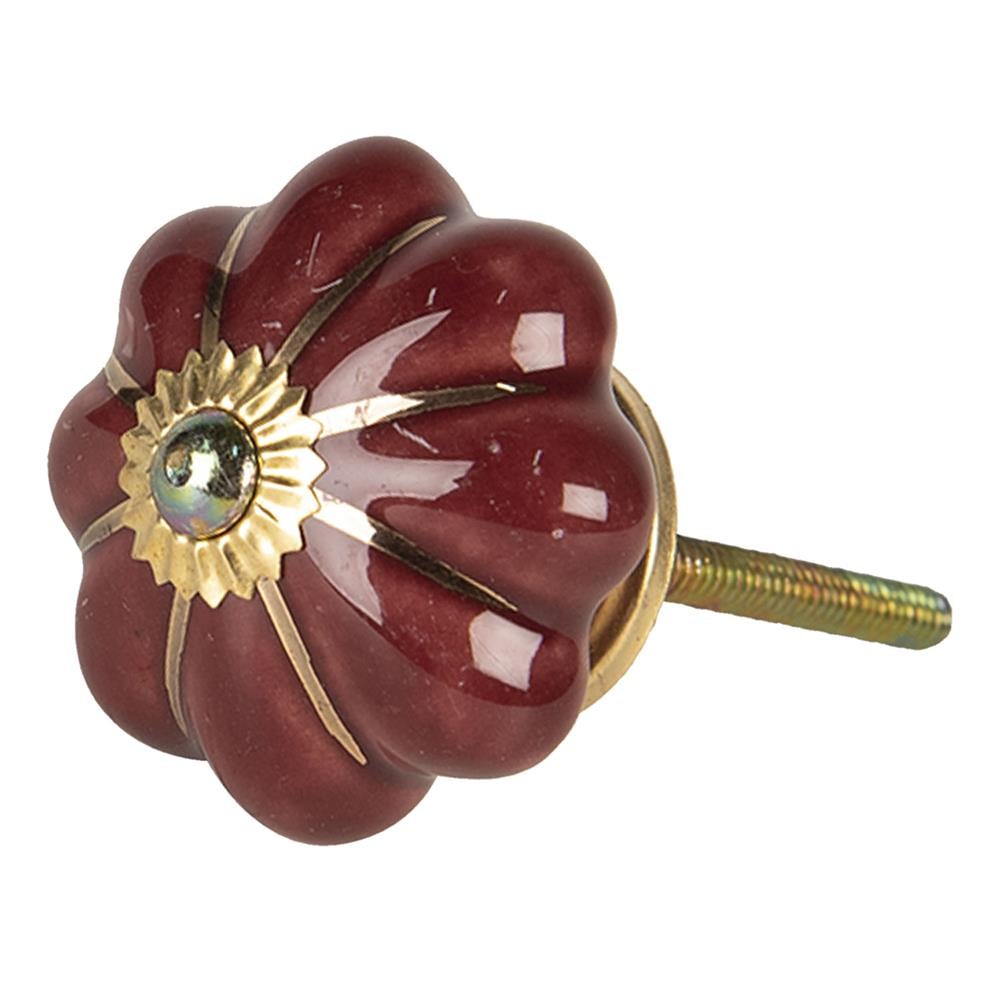 Clayre & Eef Deurknop  Ø 4 cm Rood Keramiek Meubelknop