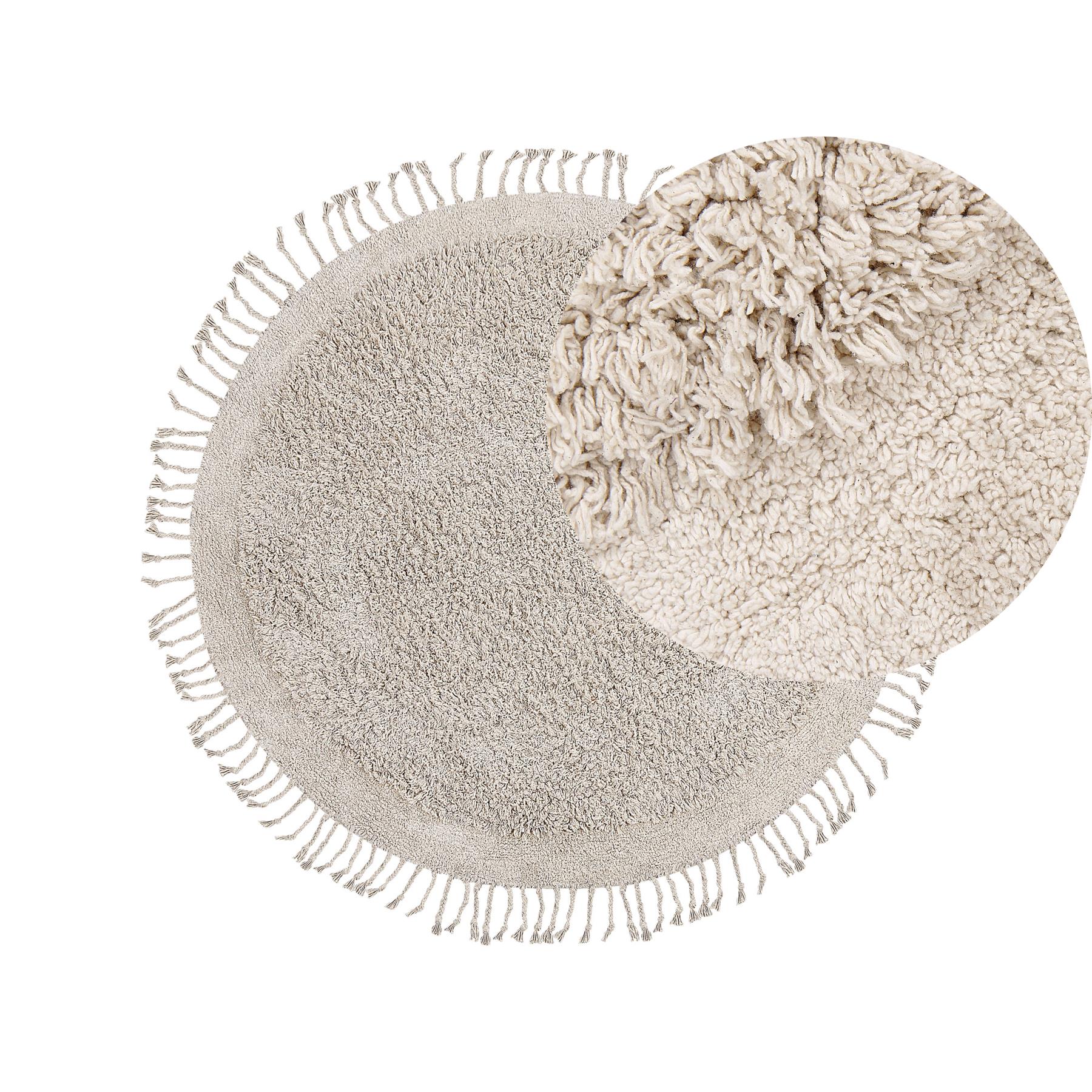 Beliani - BITLIS - Modern Vloerkleed - Lichtbeige - Ã¸ 140 cm - Katoen