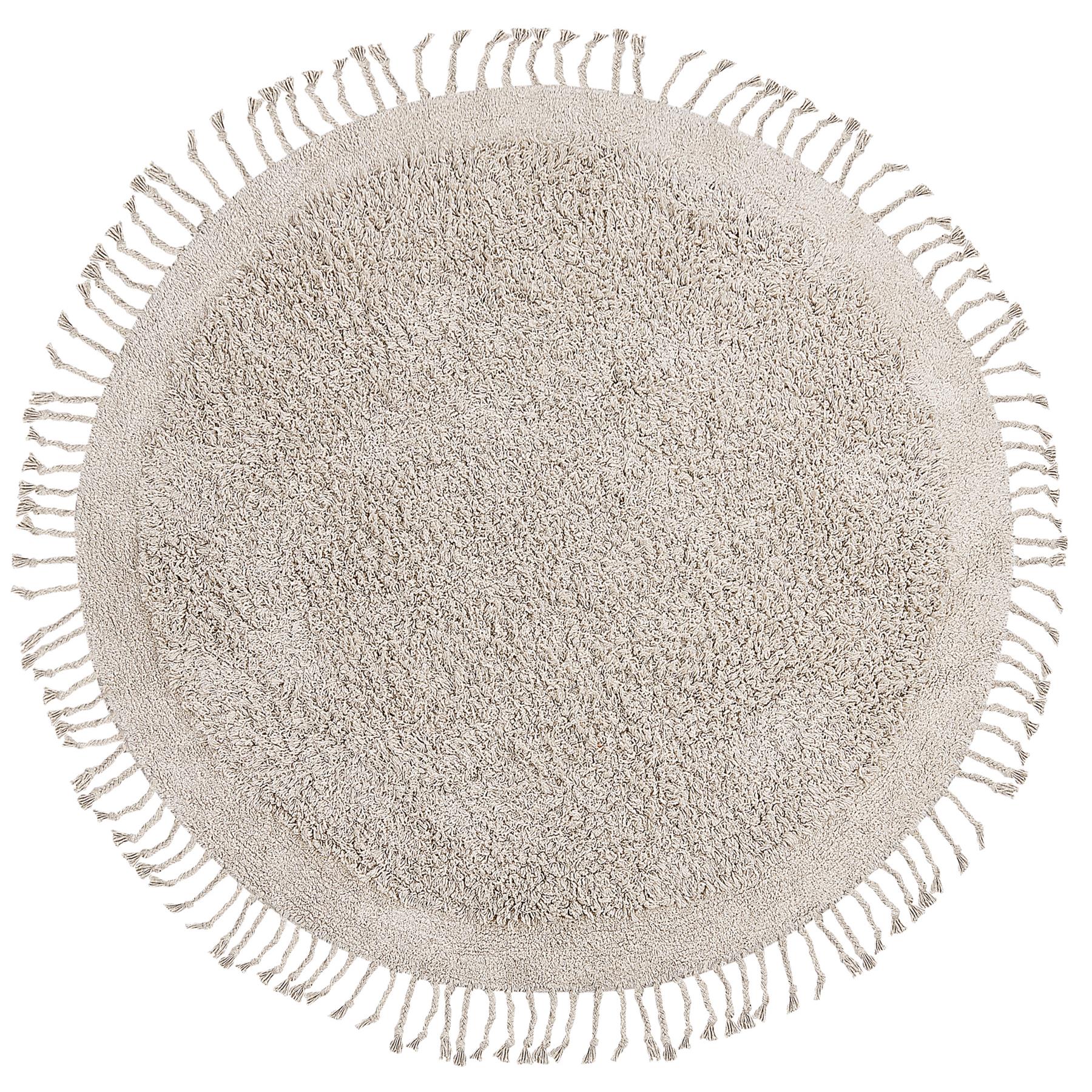 Beliani - BITLIS - Modern Vloerkleed - Lichtbeige - Ã¸ 140 cm - Katoen
