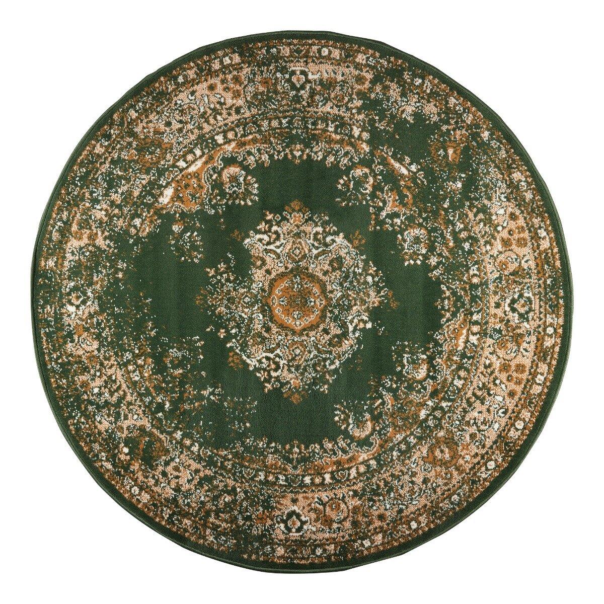 Interieur05 Vloerkleed Vintage Keshan Groen Rond 120cm
