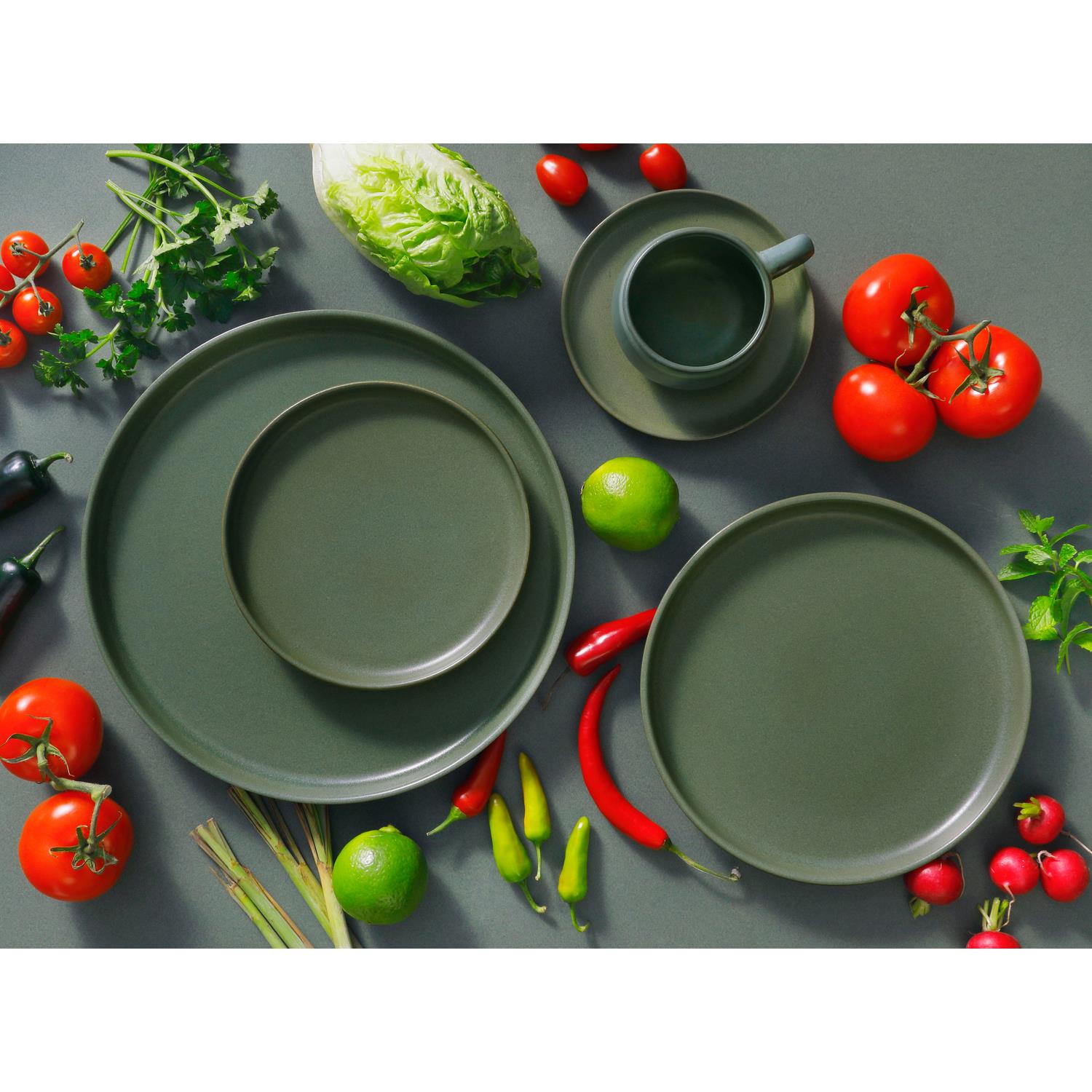 Palmer Bord Sandy Loam 17 cm Groen Stoneware 2 stuk(s)