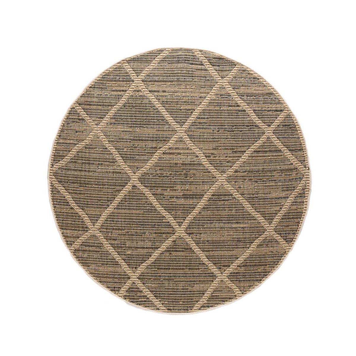 Boho Me Rond Jute Buitenkleed Ruiten Sunny Naturel 100 Cm Rond