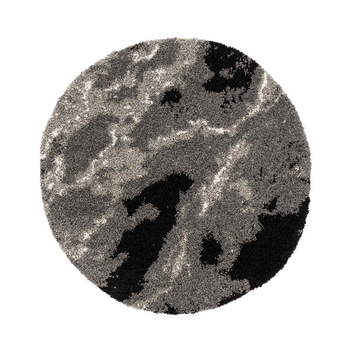 Boho&me Rond hoogpolig vloerkleed Marble Artisan - grijs - 100 cm rond