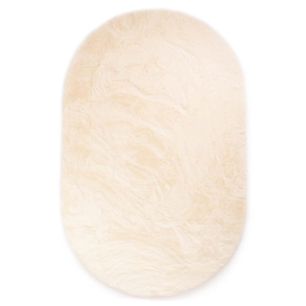 Tapeso Ovaal hoogpolig vloerkleed - Comfy plus - crème - 150x240 cm