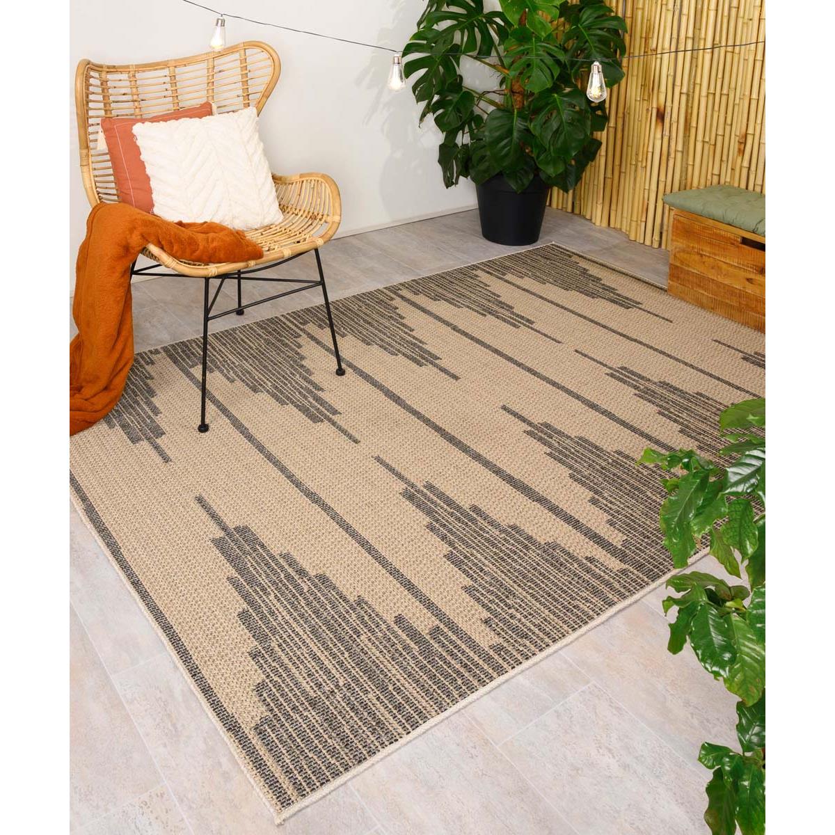 Boho&me Jute buitenkleed Sunny Grotto - beige|zwart - 160x240 cm