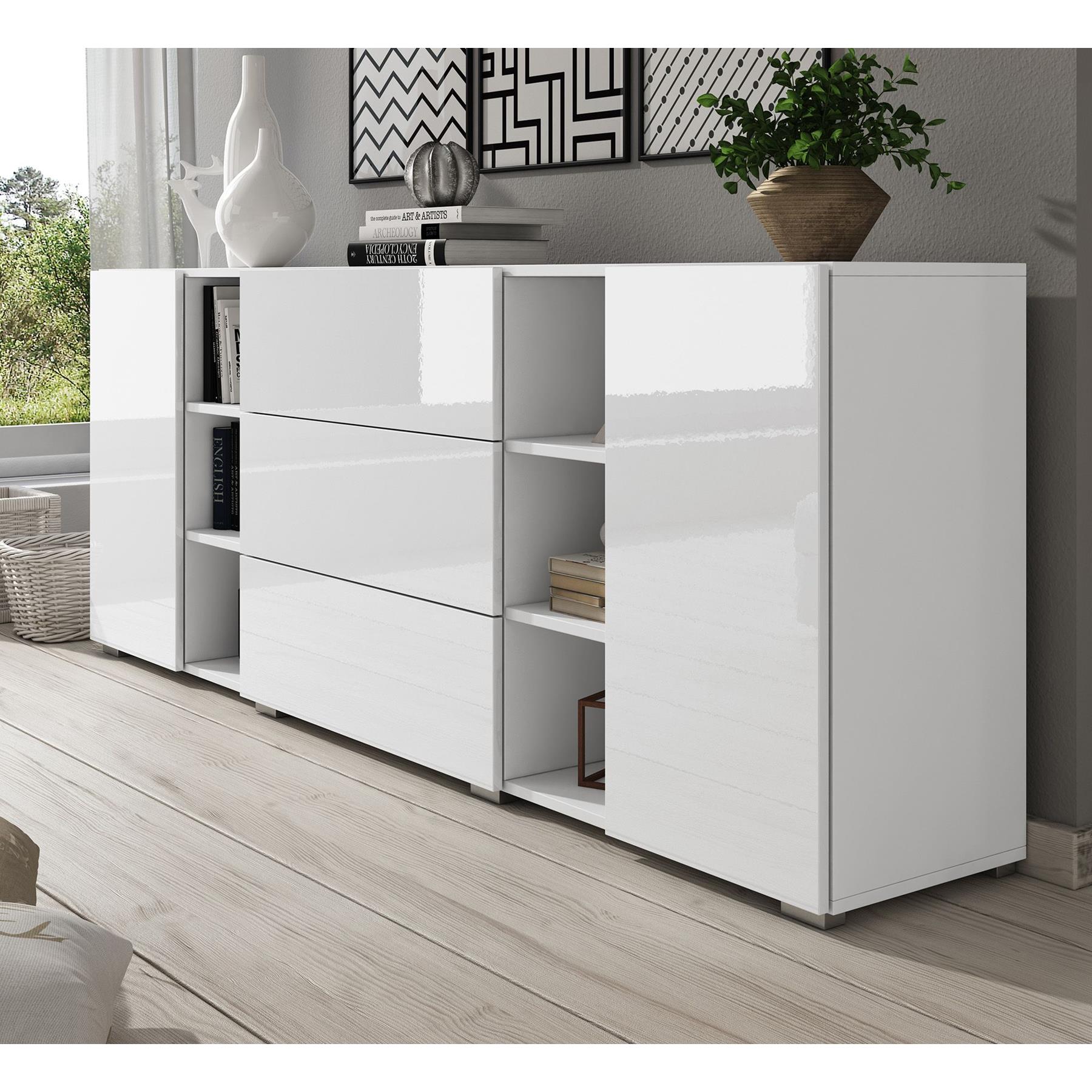 Meubella Dressoir Bonzo - Wit - 190 cm