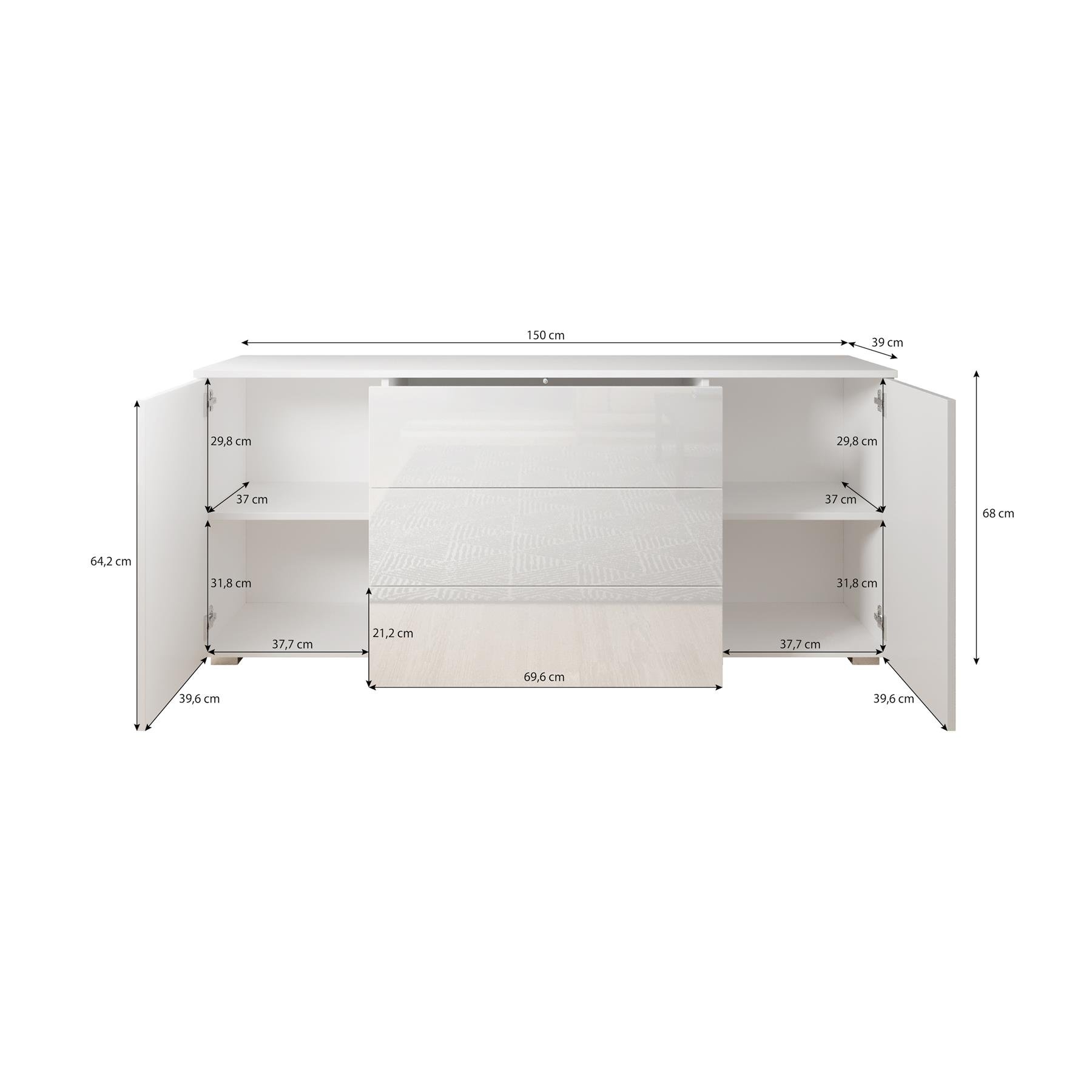 Meubella Dressoir Pure - Zwart eiken - 150 cm
