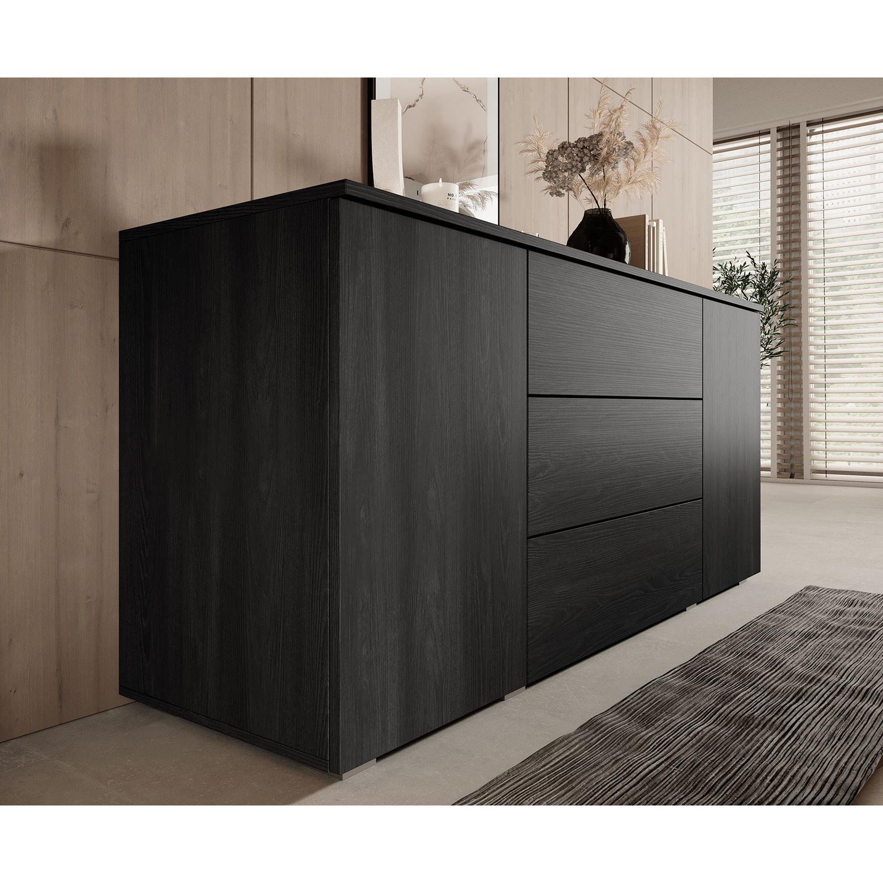 Meubella Dressoir Pure - Zwart eiken - 150 cm