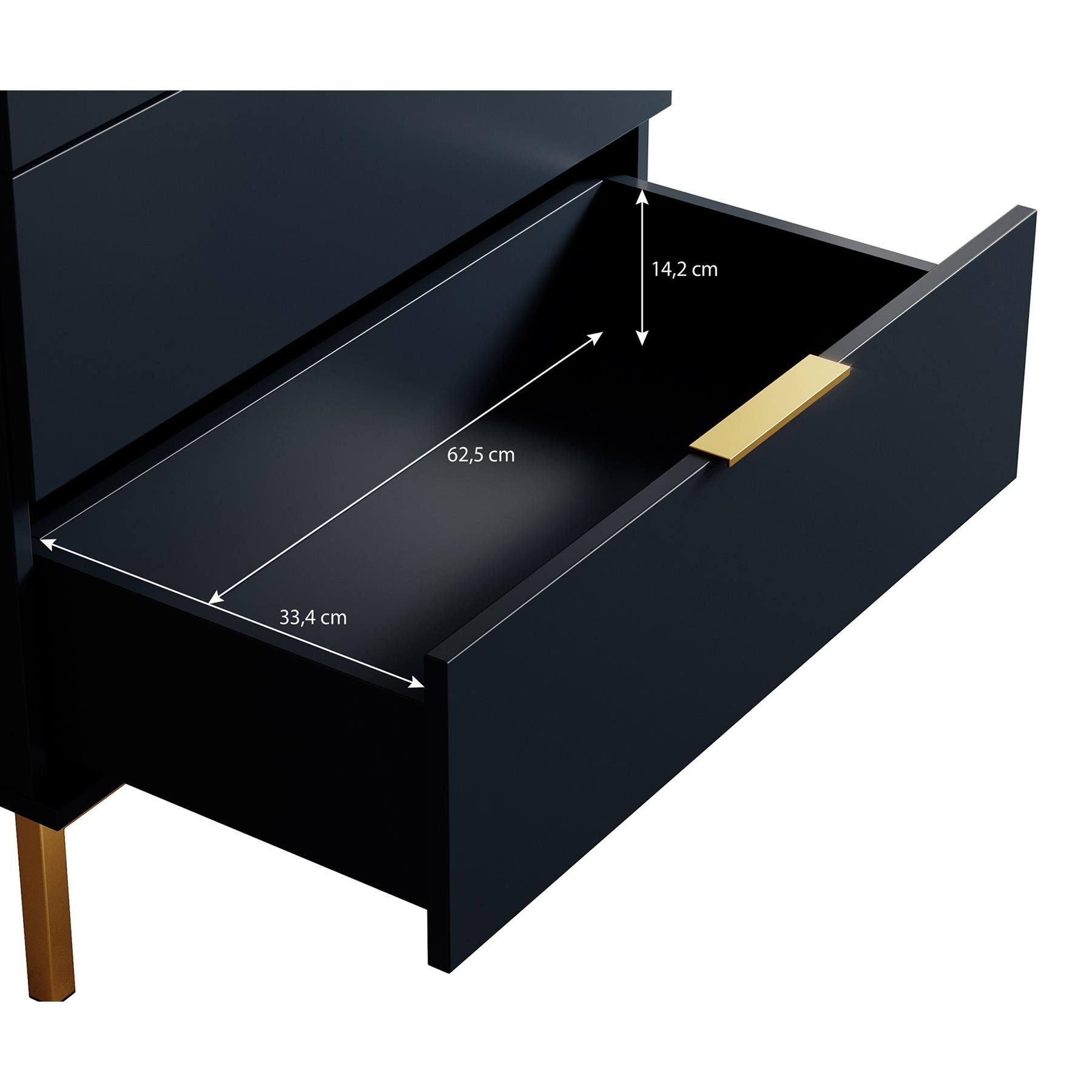 Meubella Ladekast Ponchi - Zwart eiken - 70 cm