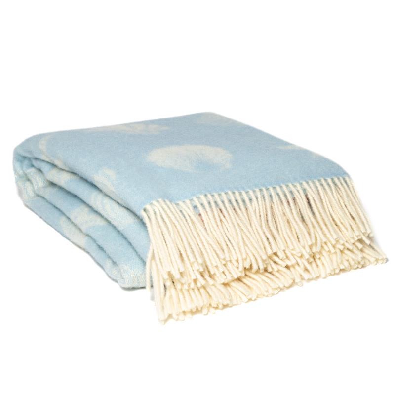 WOOOL® Plaid - SHELLS Blauw (190x130cm)