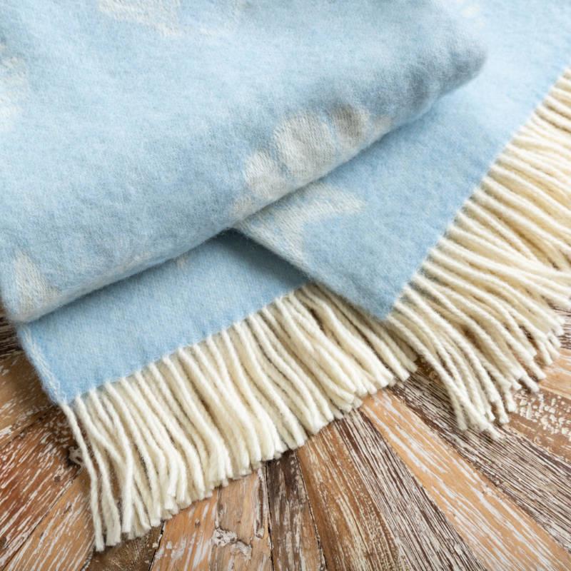 WOOOL® Plaid - SHELLS Blauw (190x130cm)